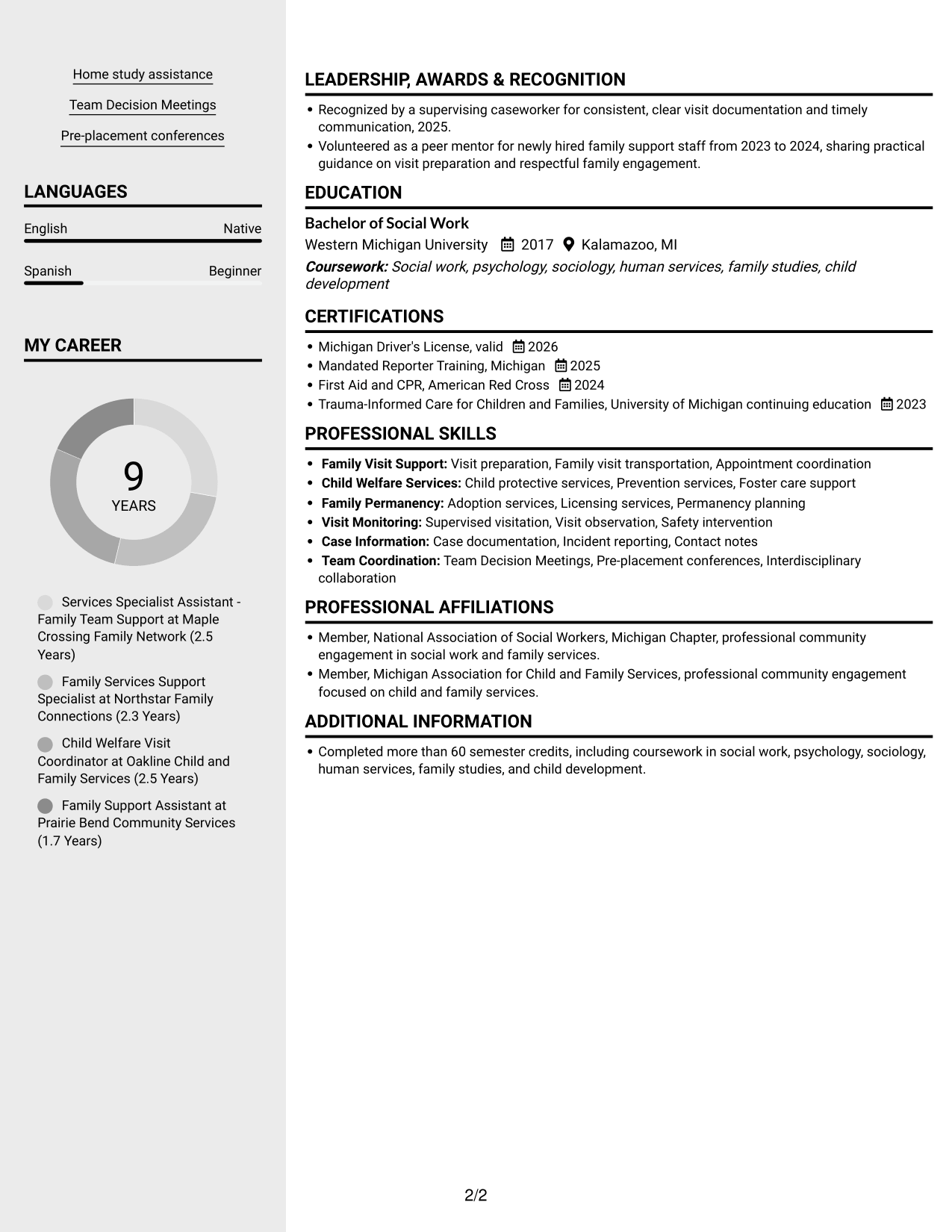 Resume example — page 2