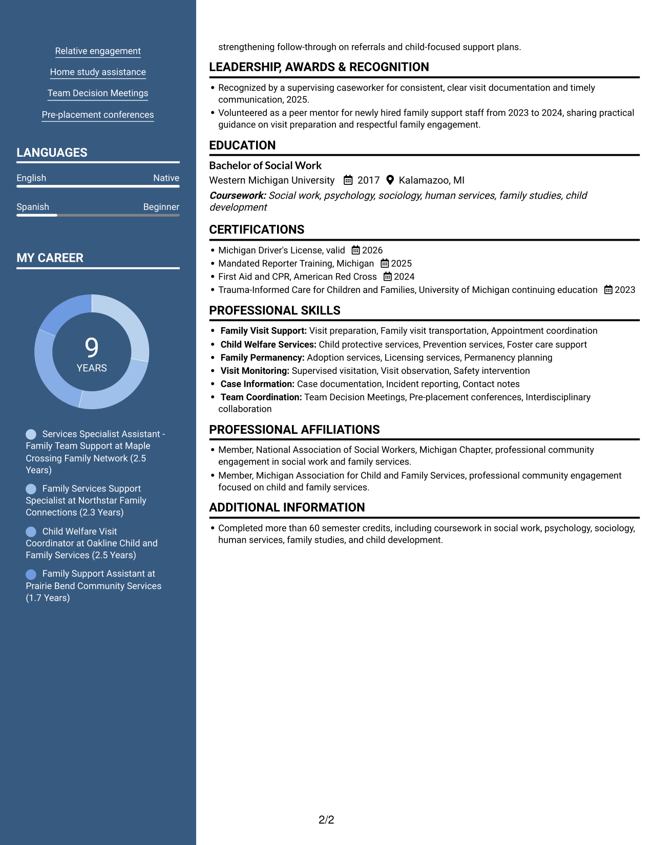 Resume example — page 2