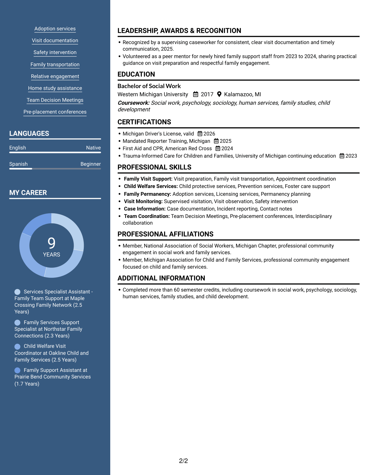 Resume example — page 2