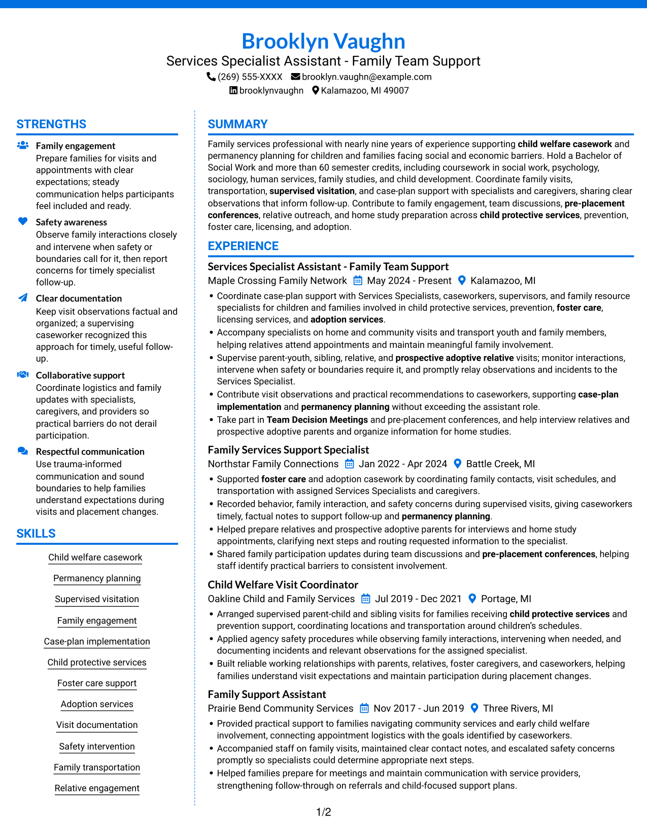 Resume example — page 1
