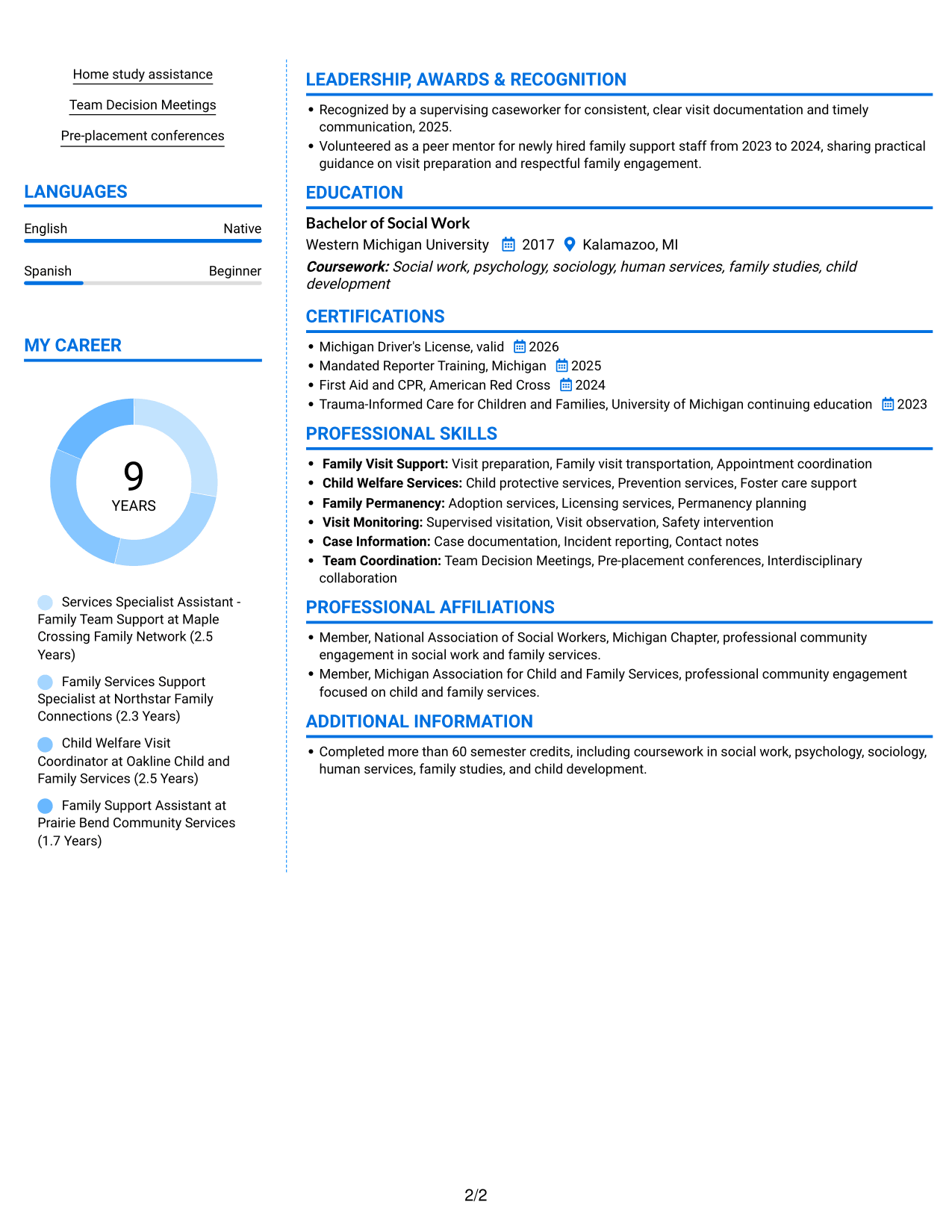 Resume example — page 2