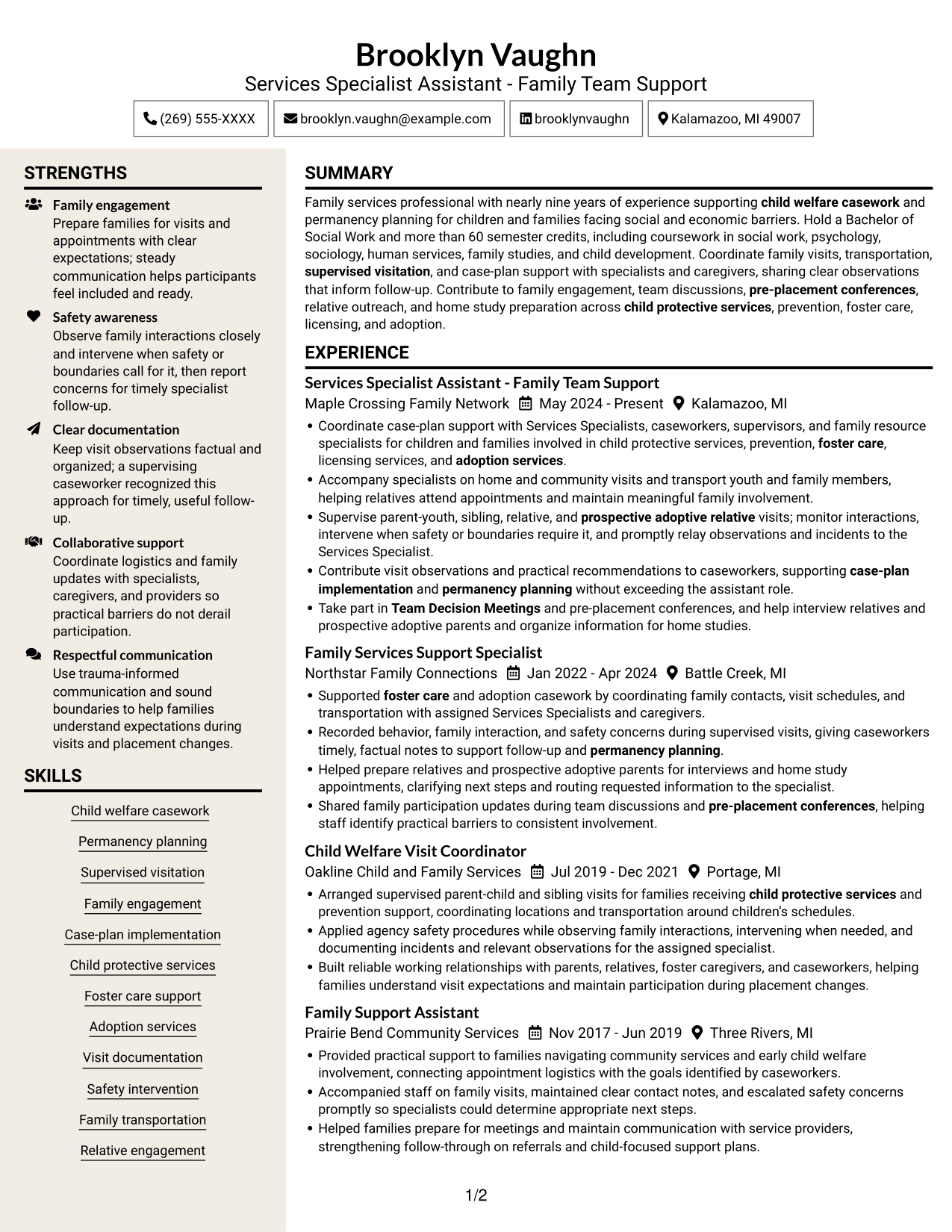 Resume example — page 1