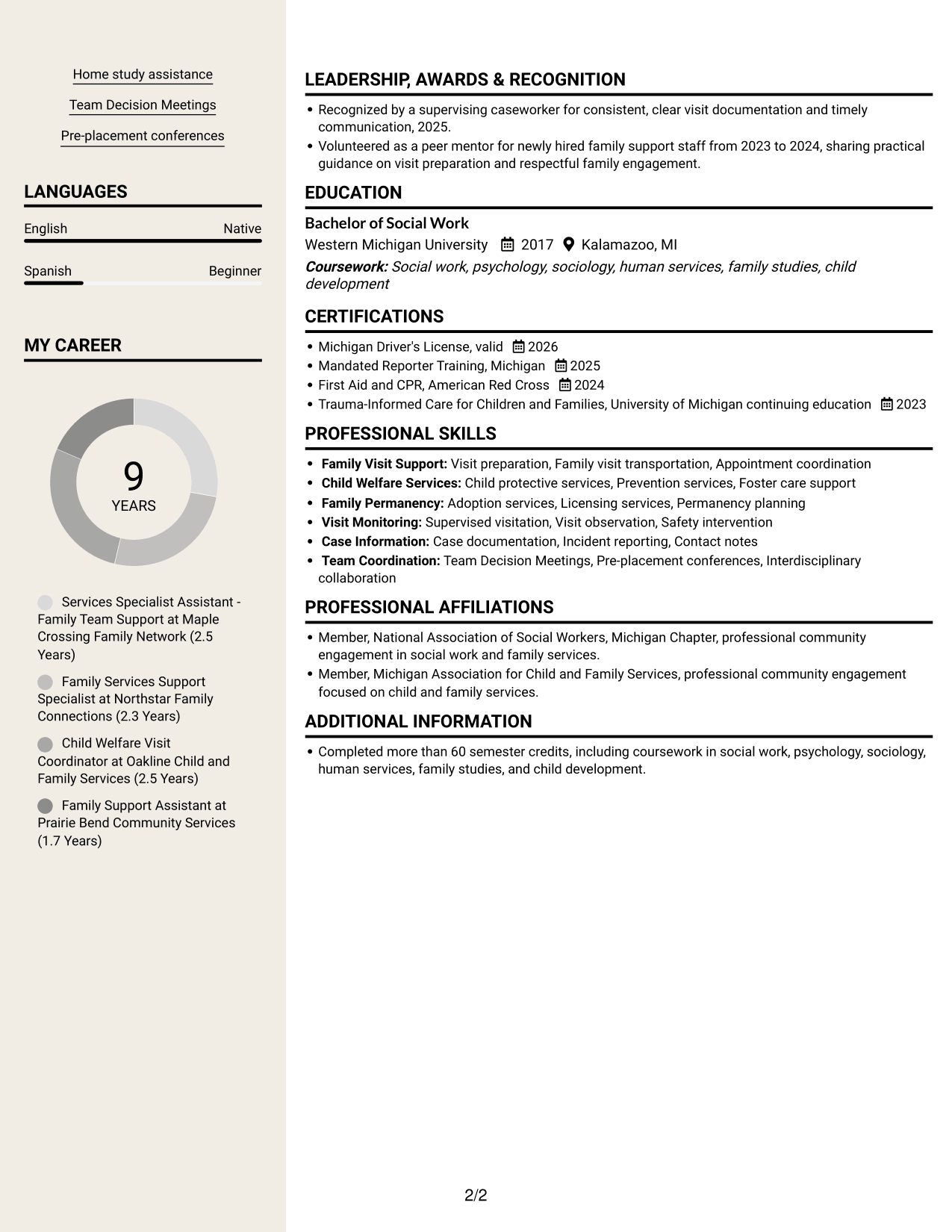 Resume example — page 2