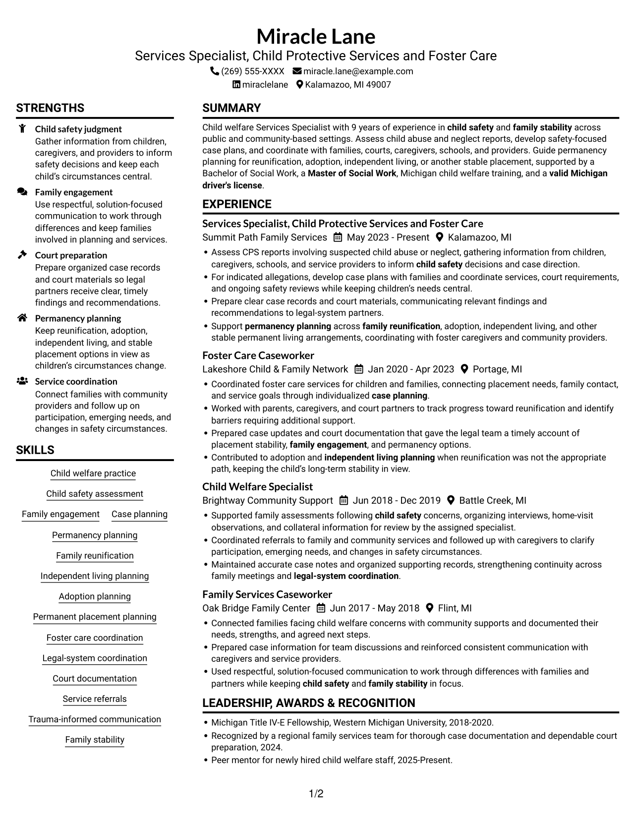 Resume example — page 1