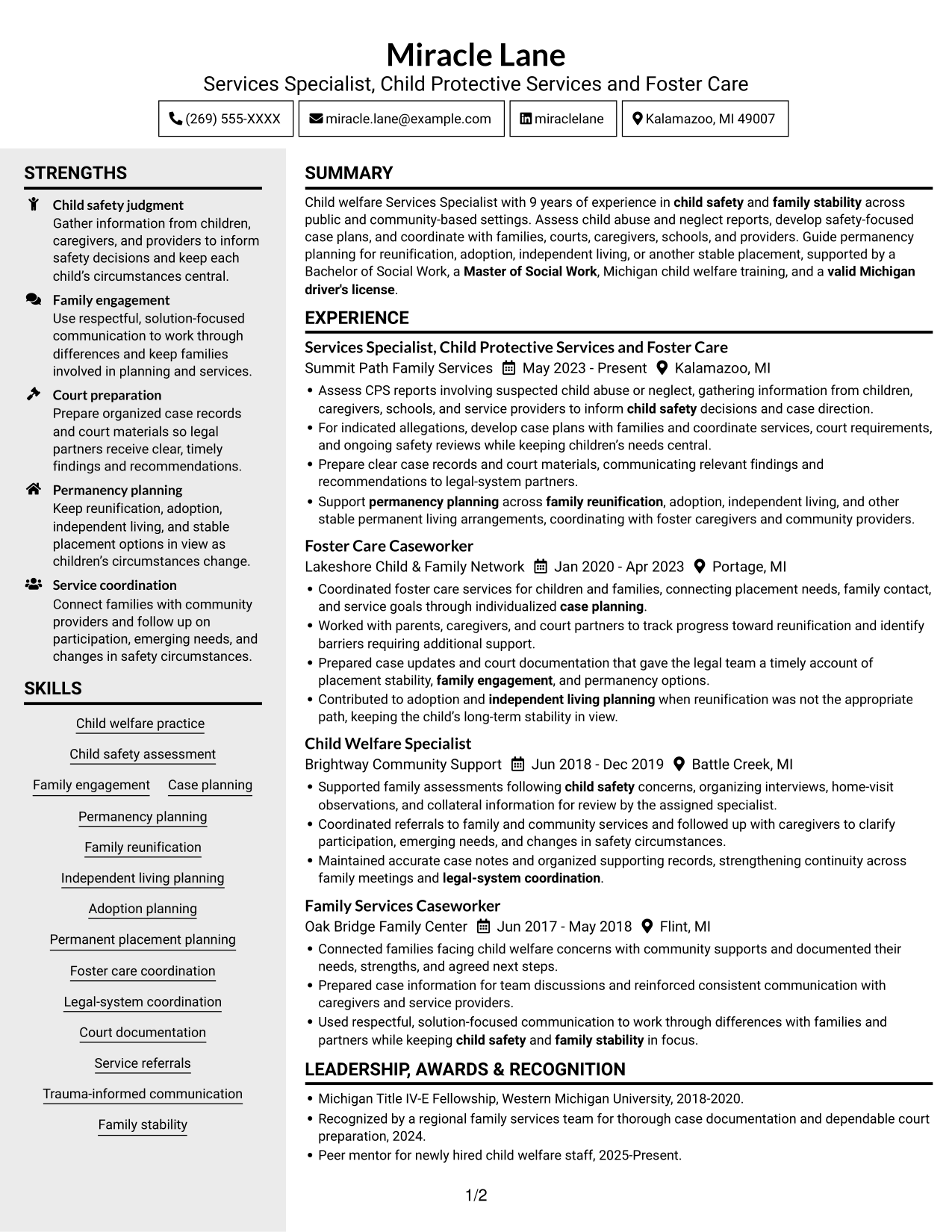 Resume example — page 1