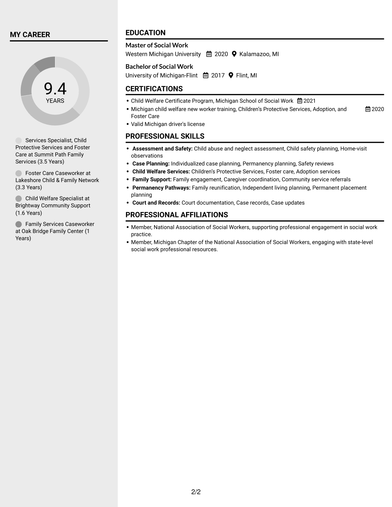 Resume example — page 2