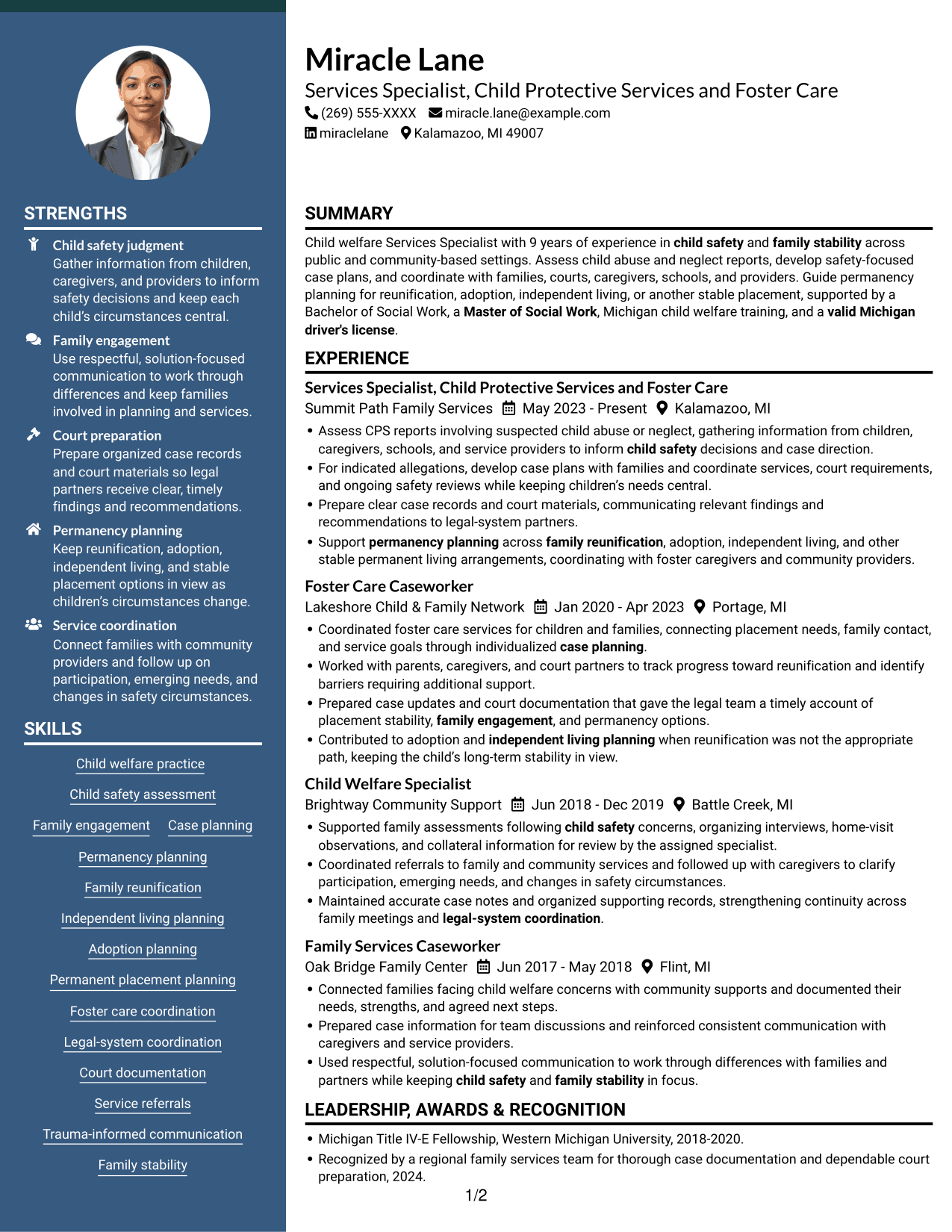 Resume example — page 1