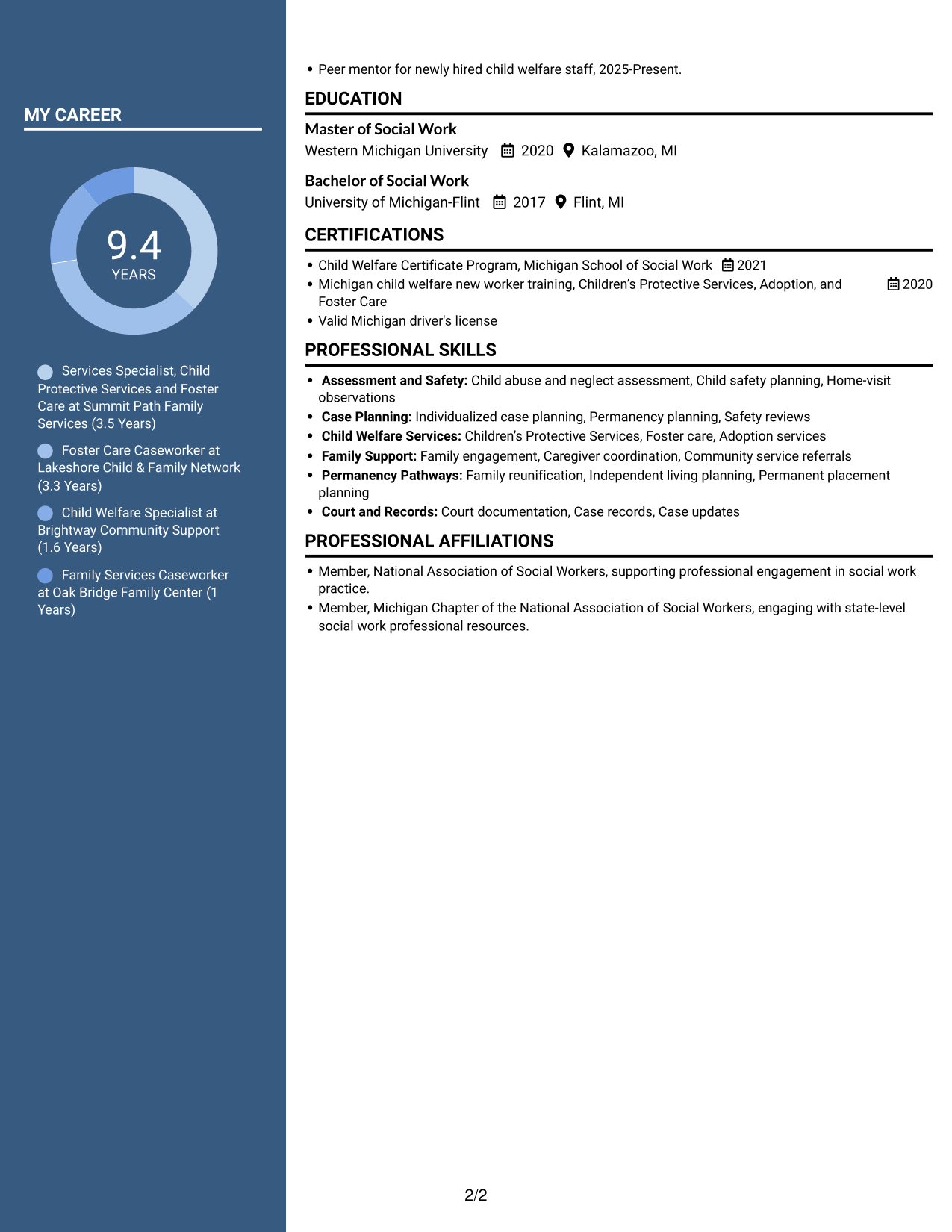 Resume example — page 2