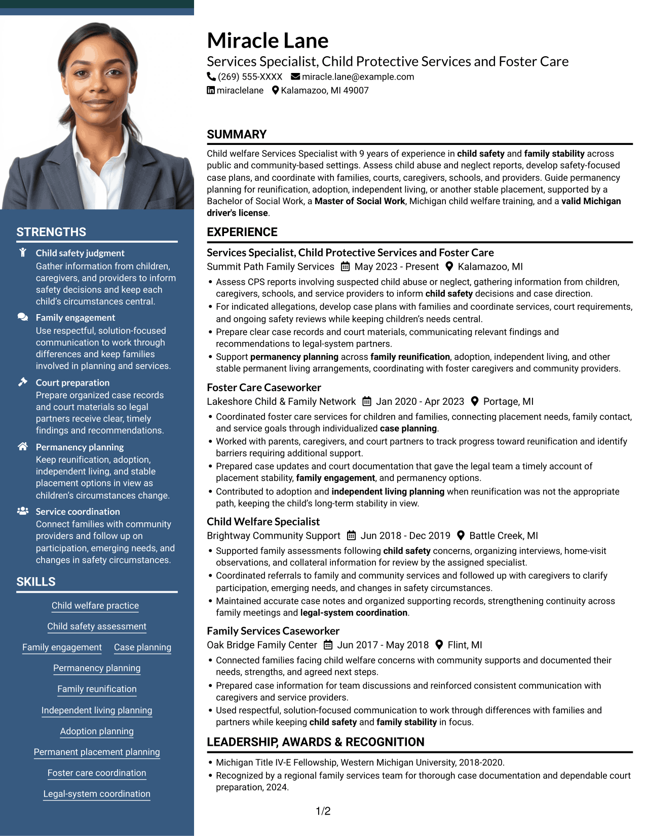Resume example — page 1