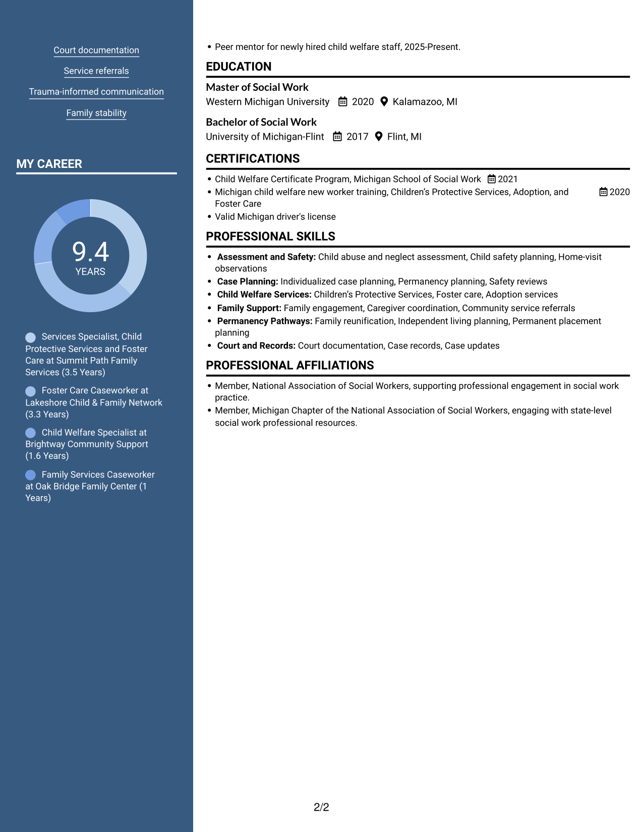 Resume example — page 2