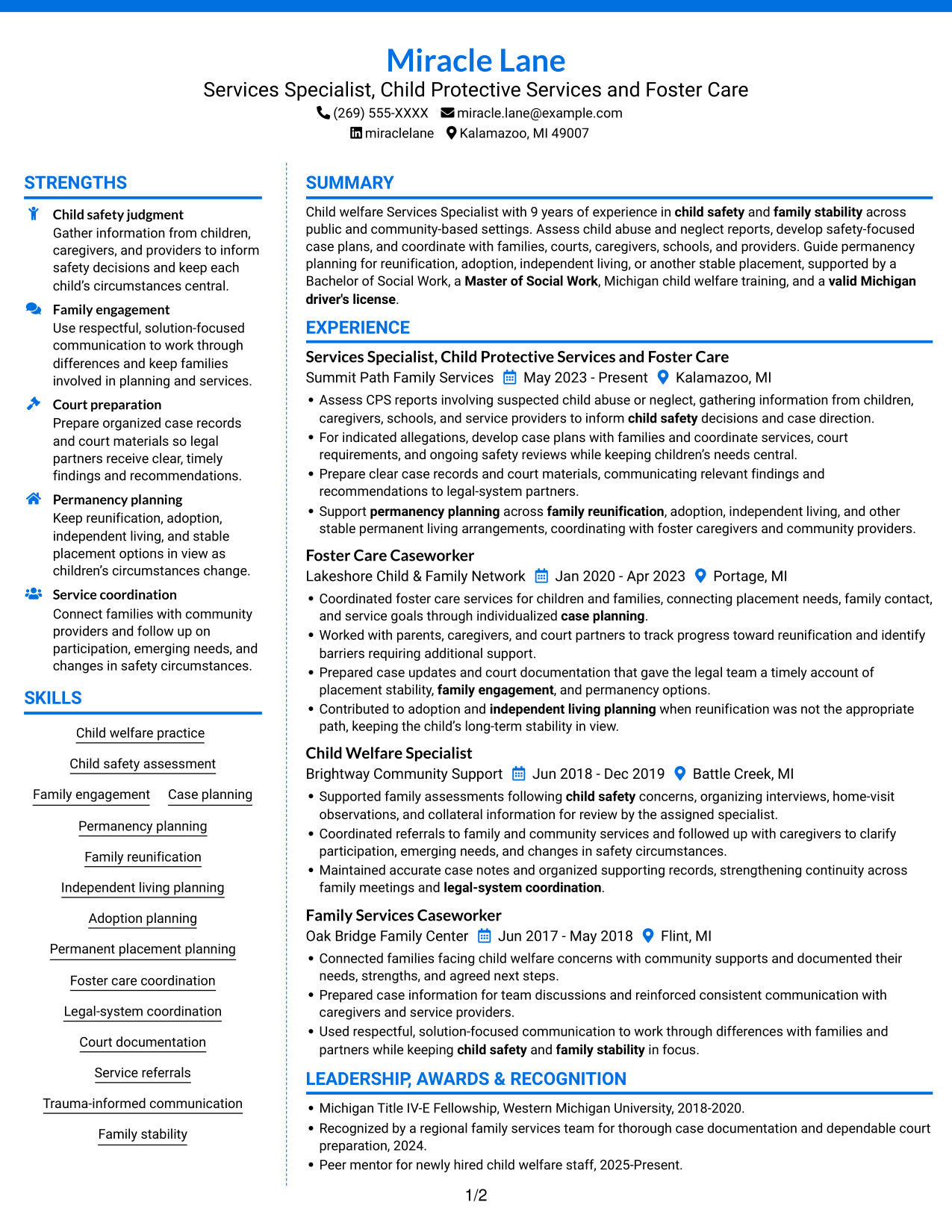 Resume example — page 1