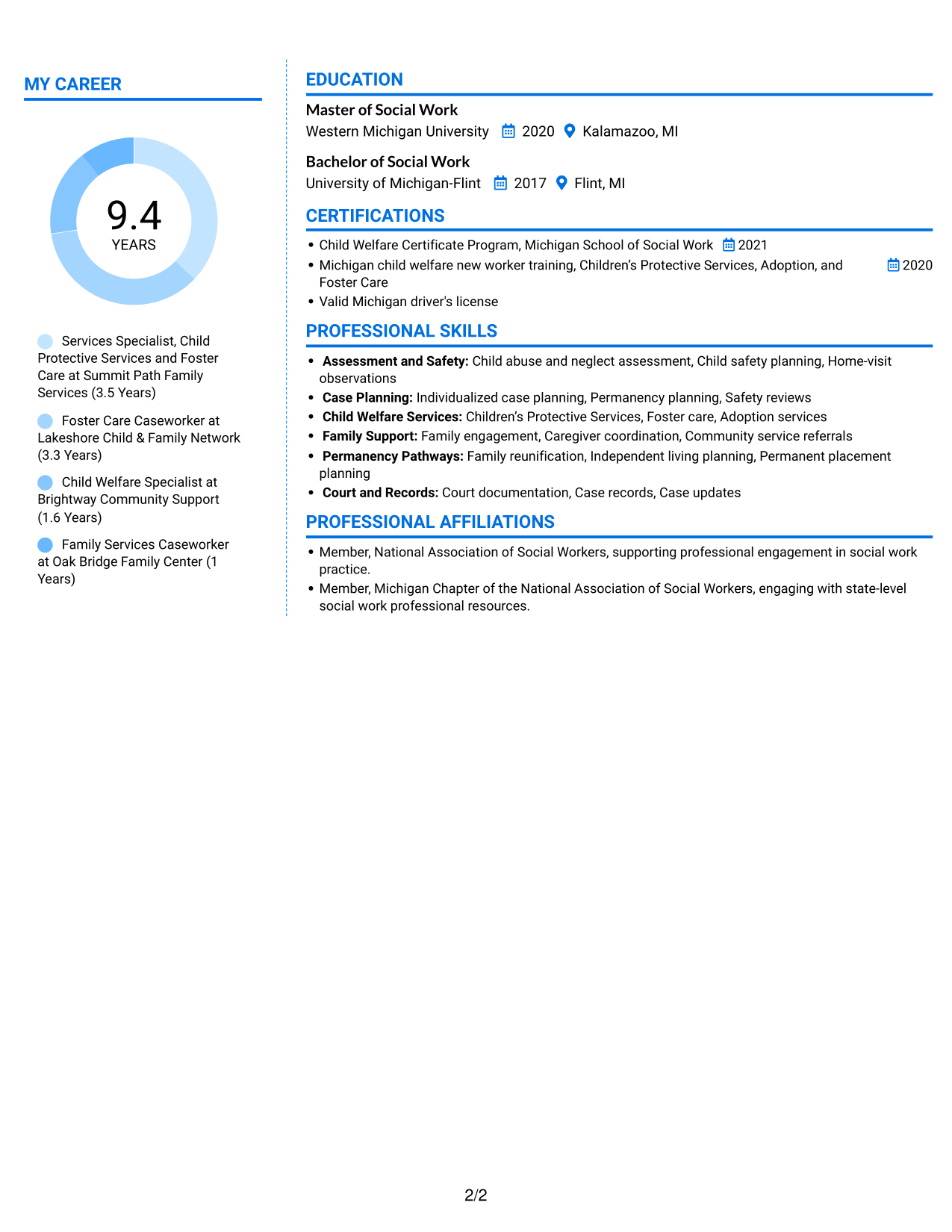 Resume example — page 2