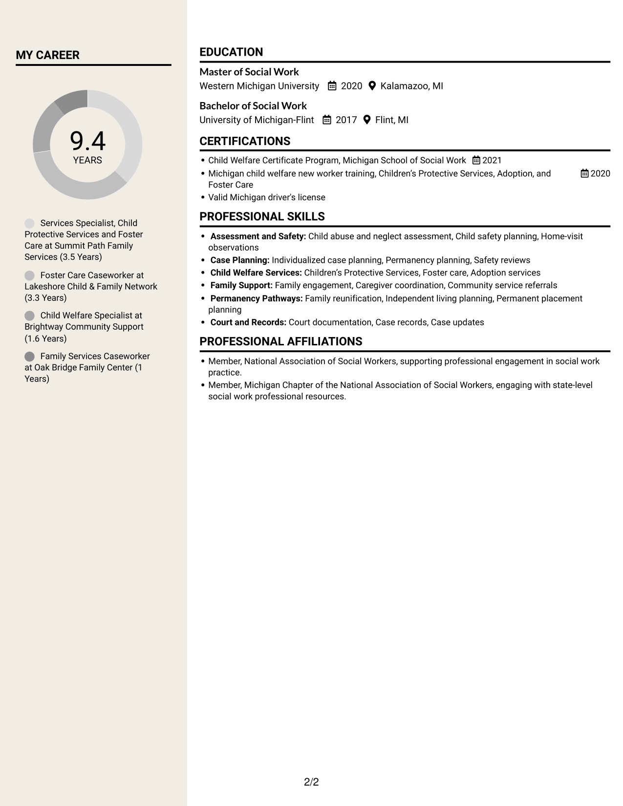 Resume example — page 2
