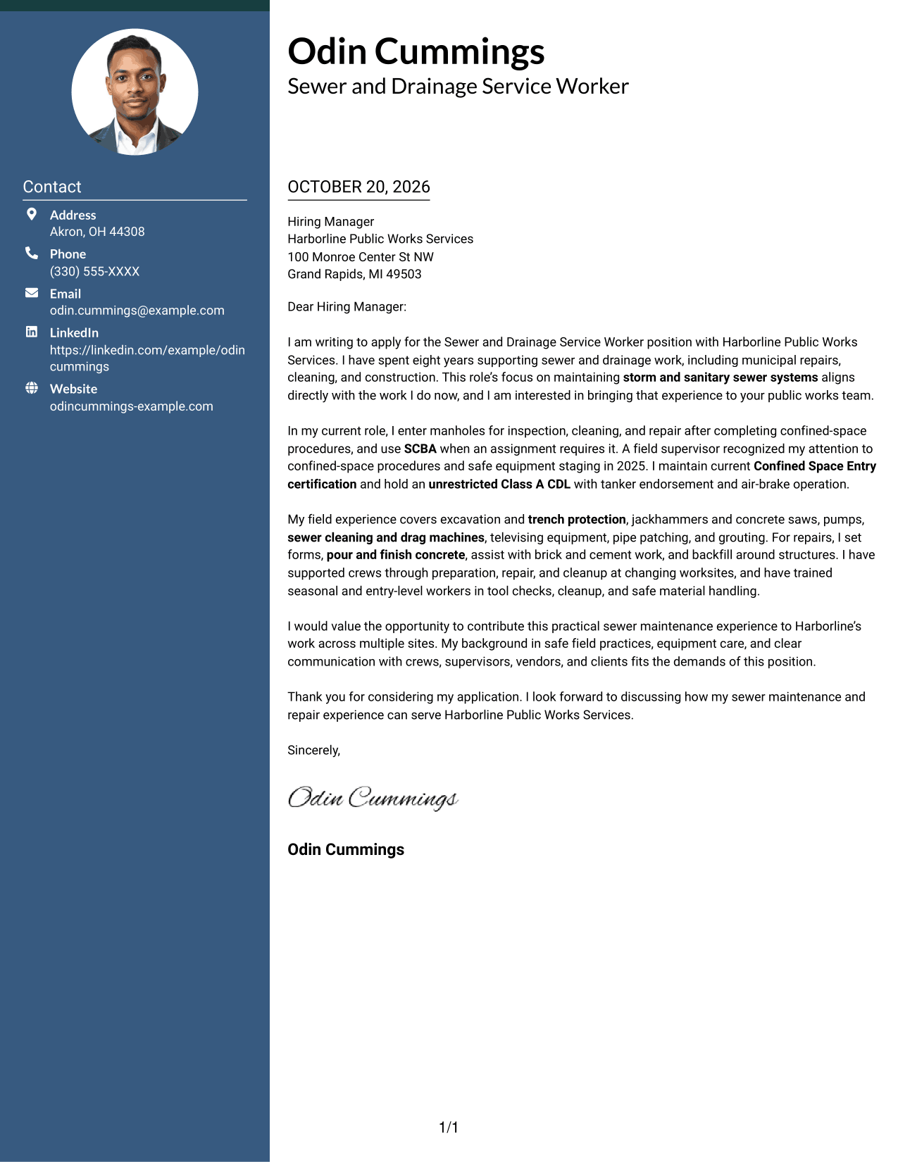 Cover letter example — page 1