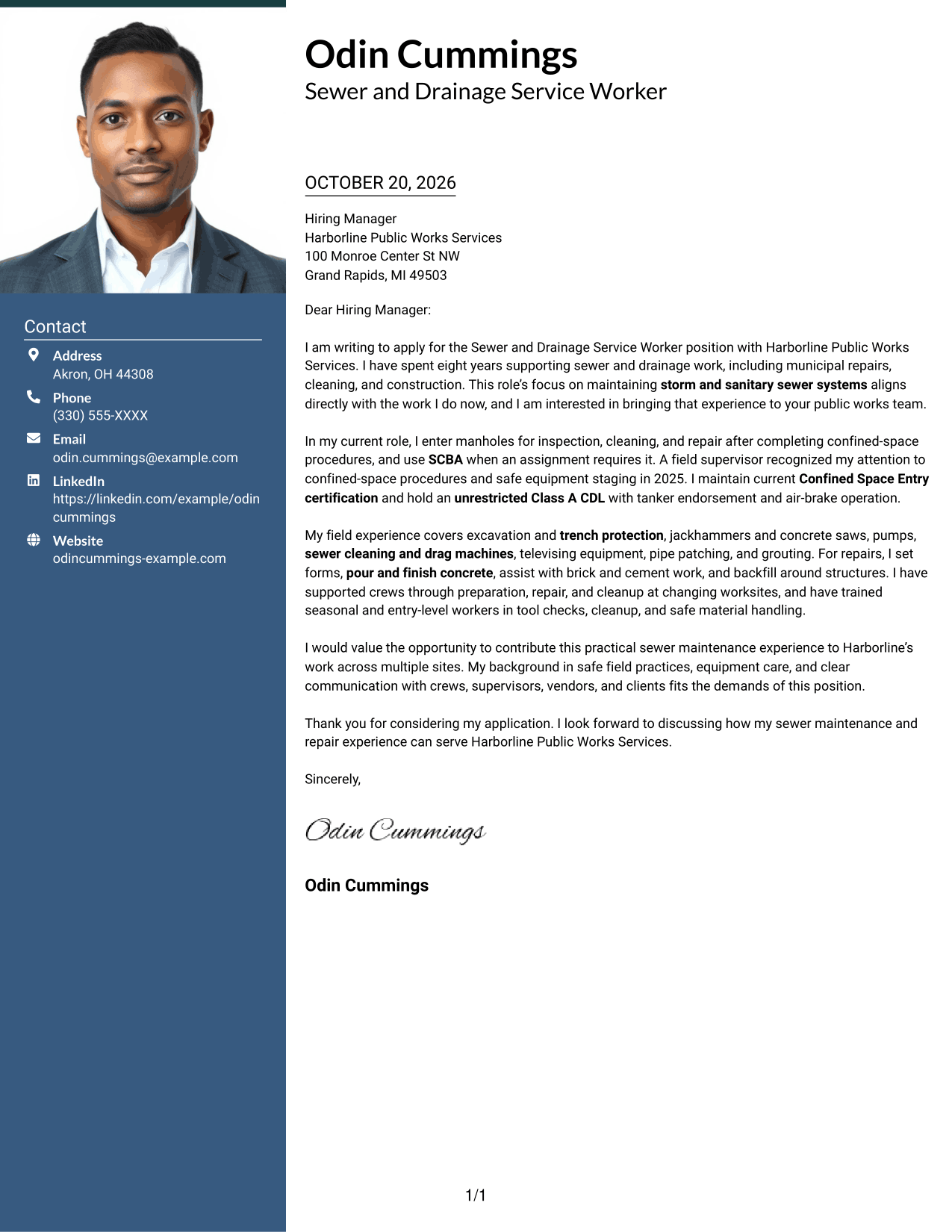 Cover letter example — page 1