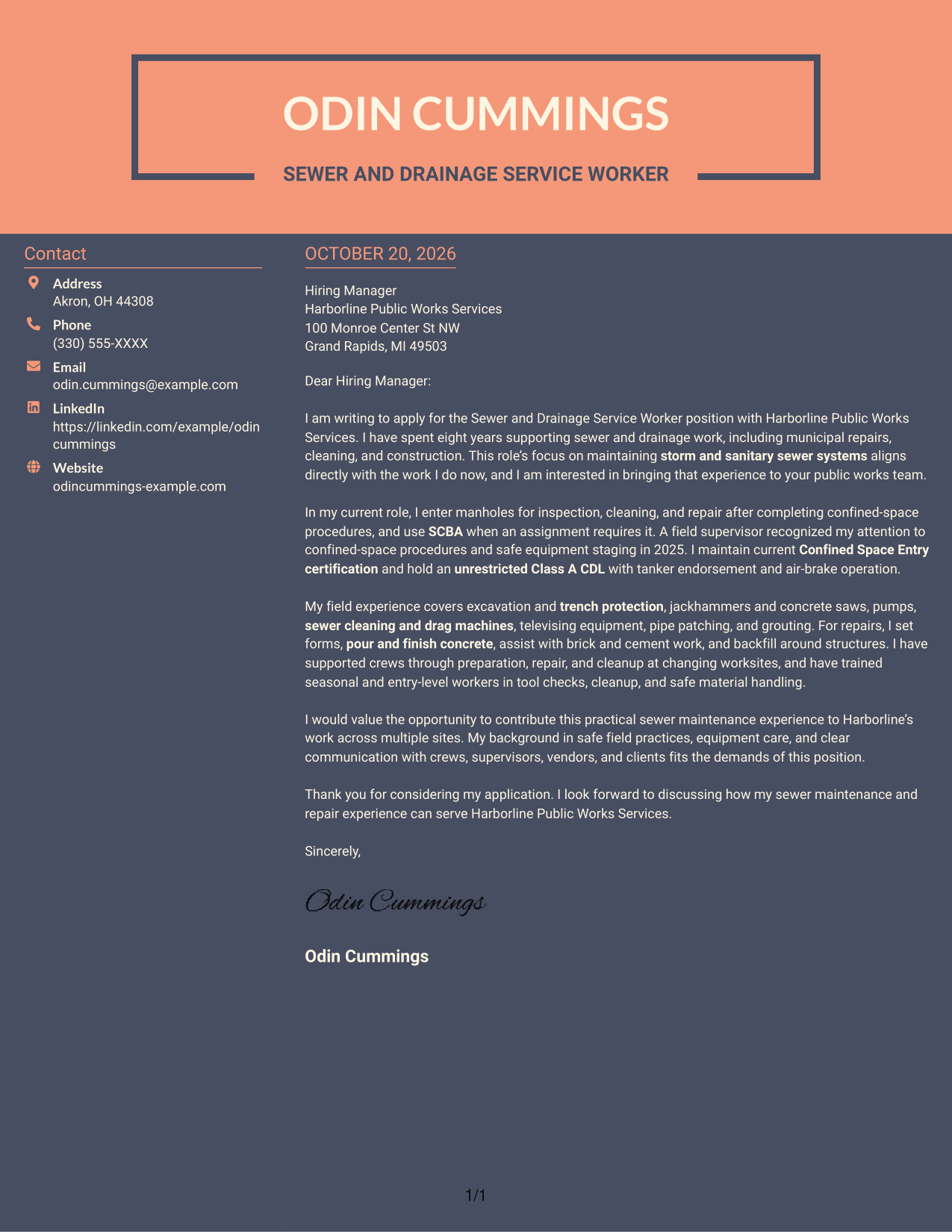 Cover letter example — page 1