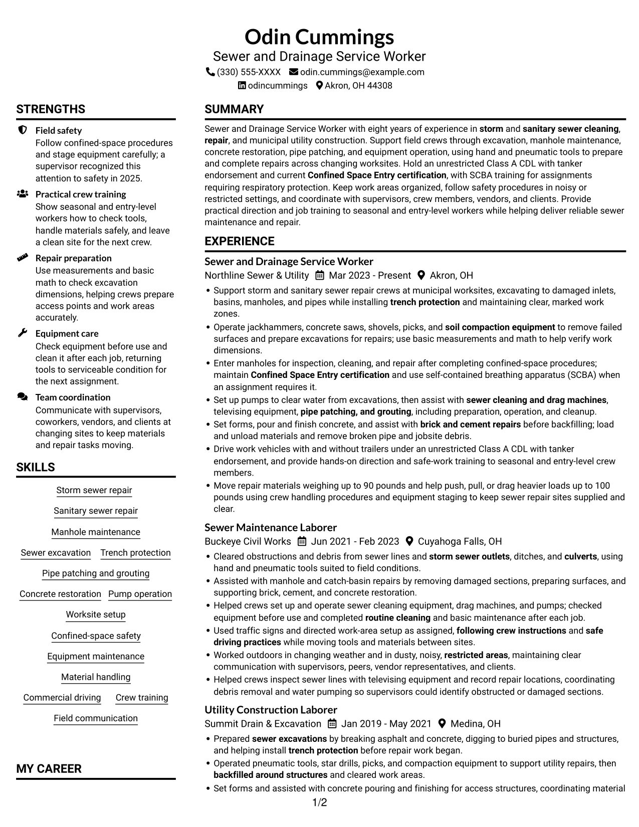 Resume example — page 1