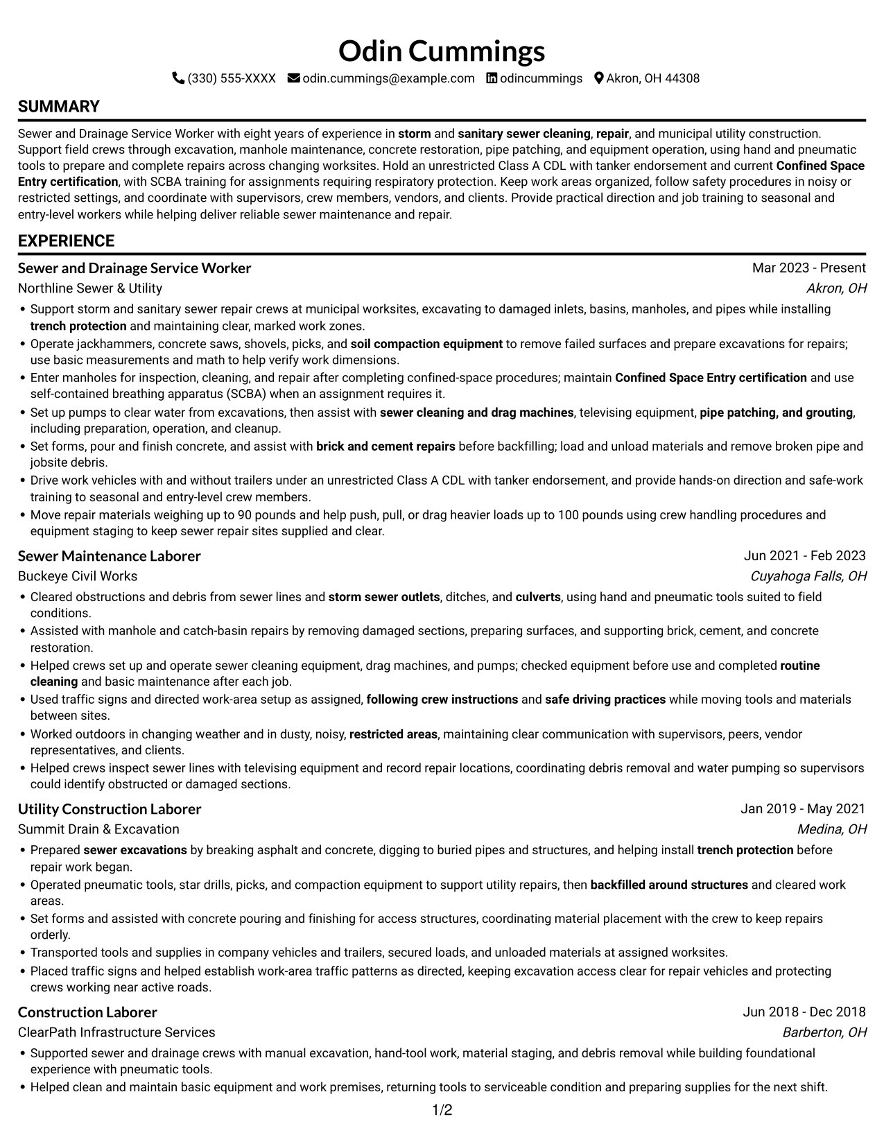 Resume example — page 1
