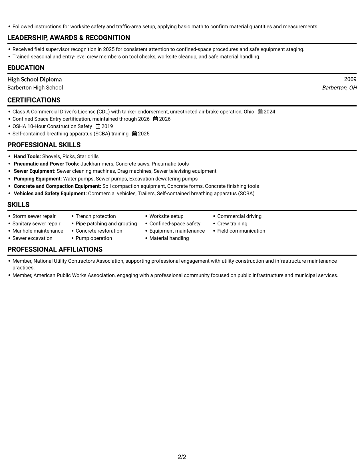 Resume example — page 2