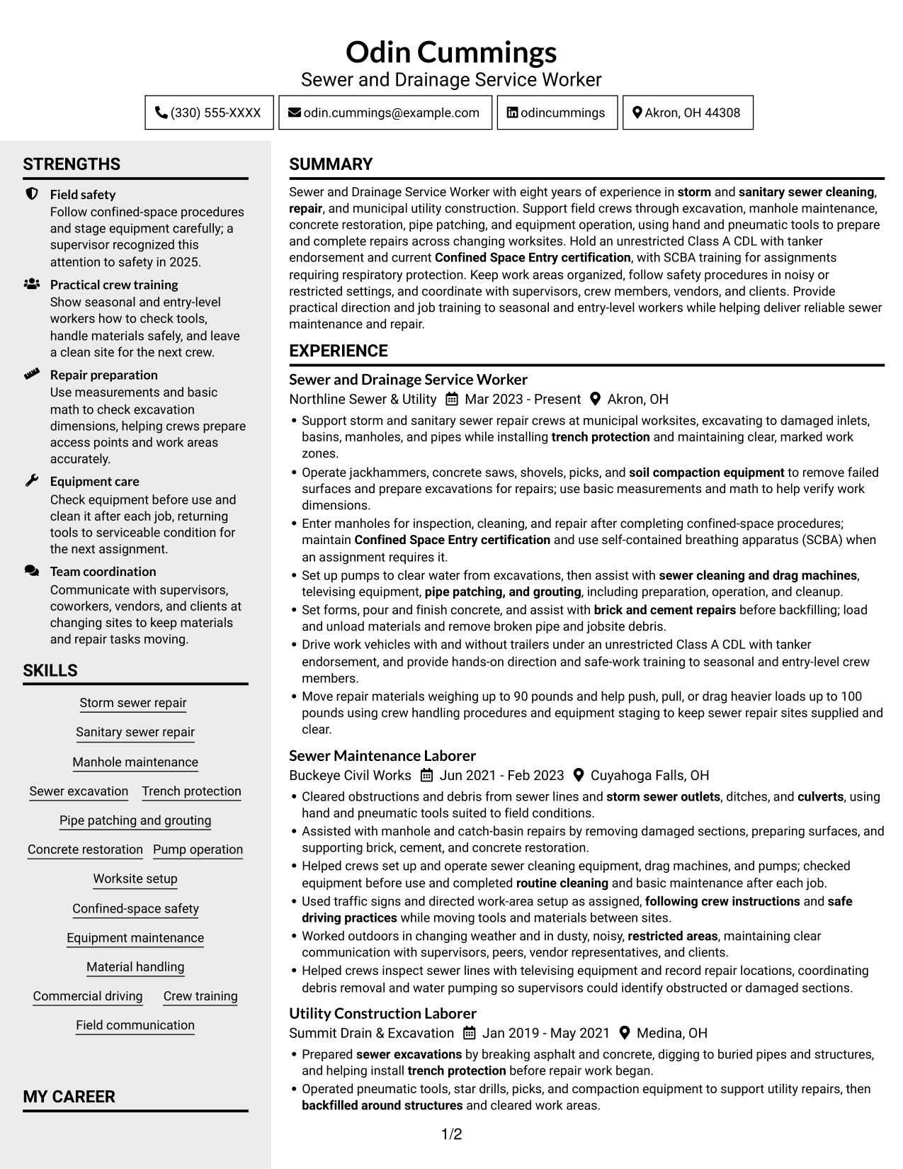 Resume example — page 1