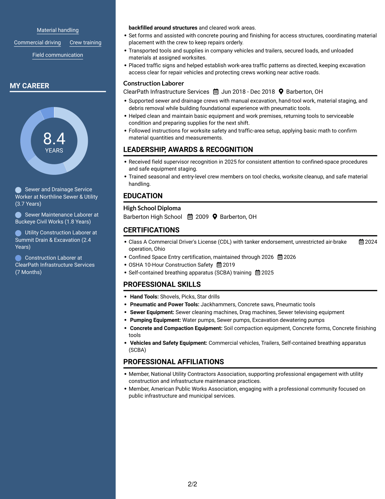Resume example — page 2
