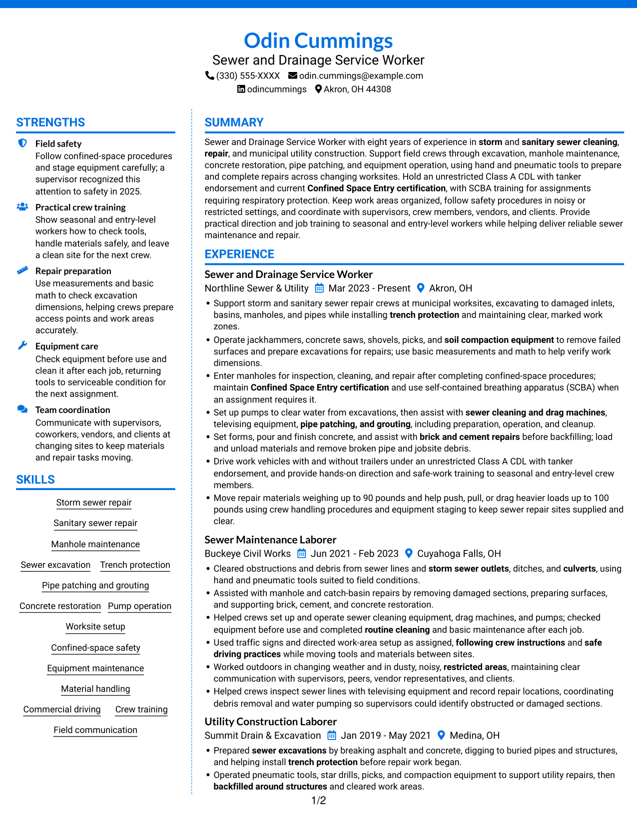Resume example — page 1