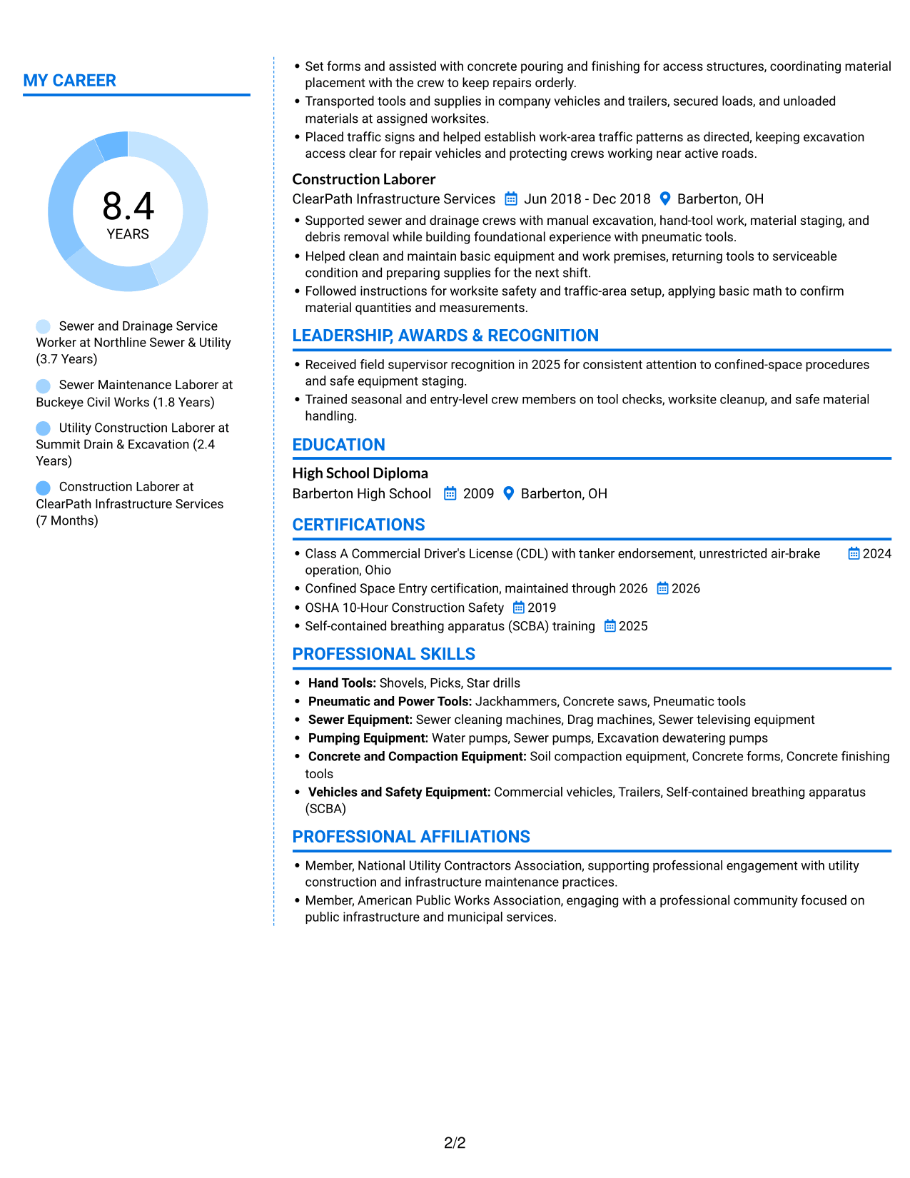 Resume example — page 2