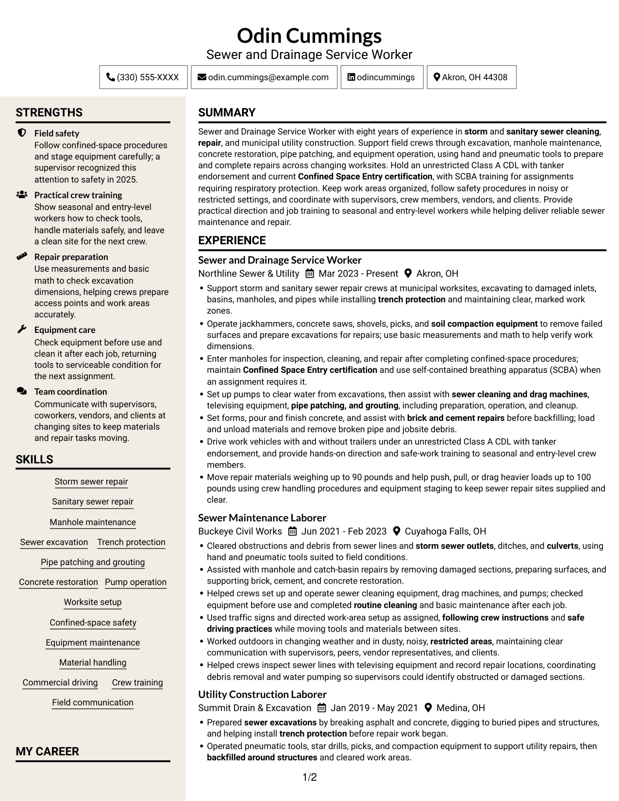 Resume example — page 1