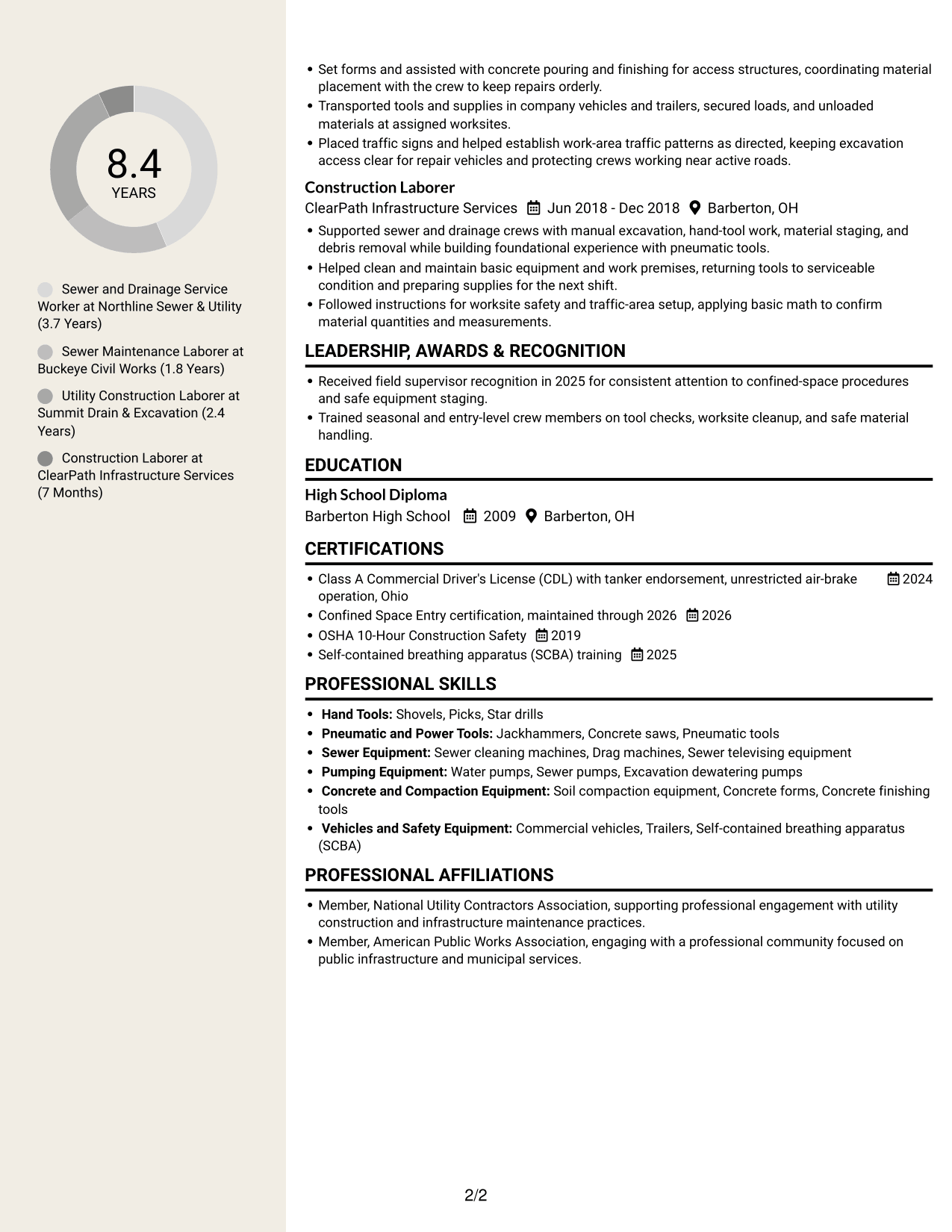 Resume example — page 2