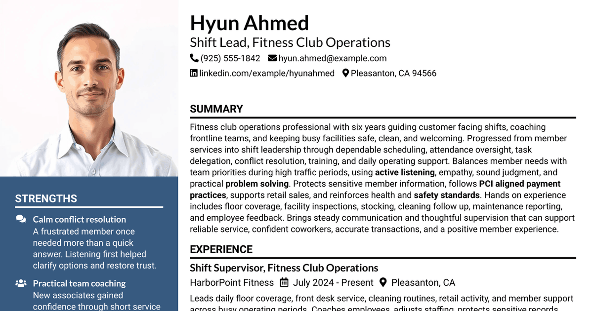 7 Shift Lead Resume Templates with Example