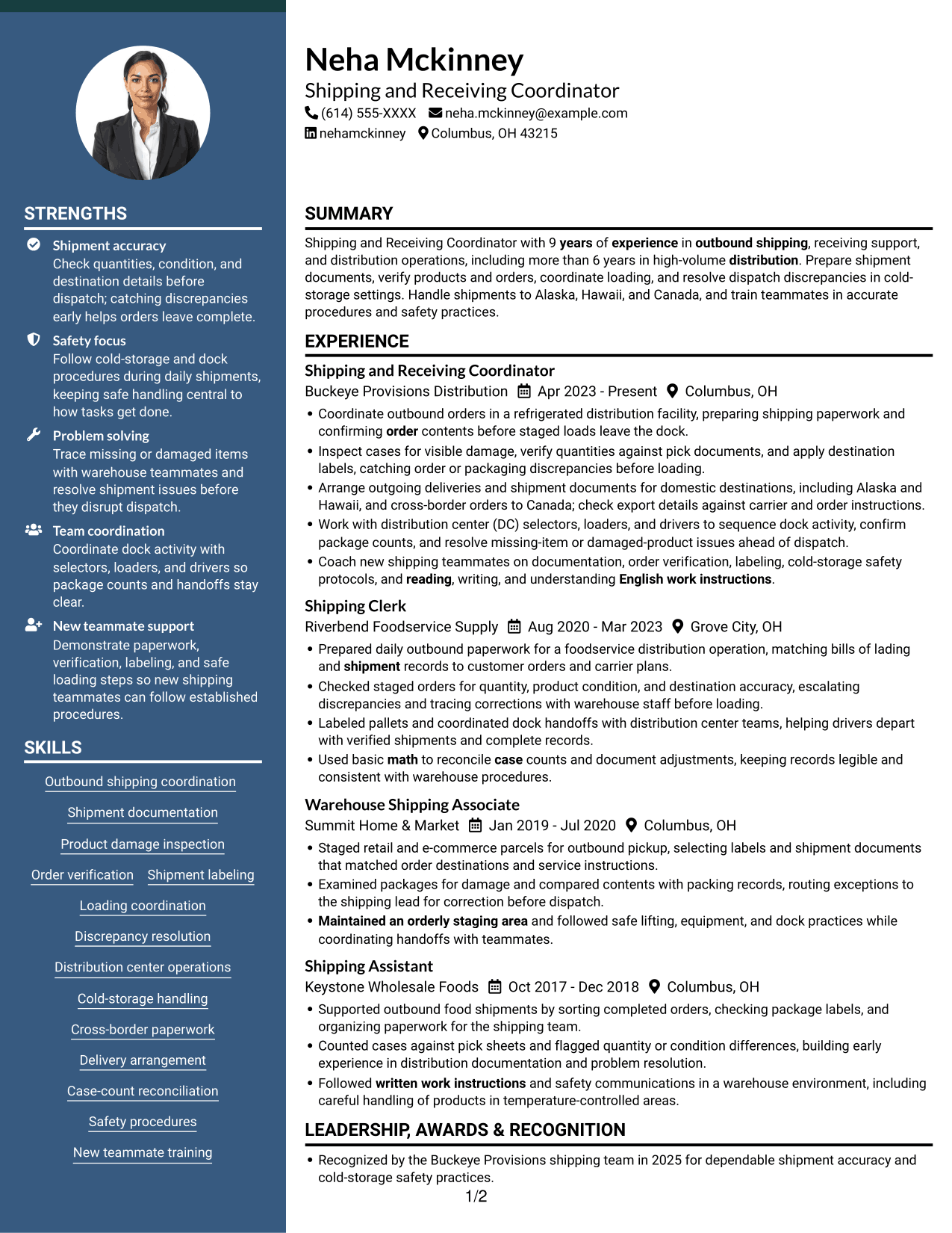 Resume example — page 1