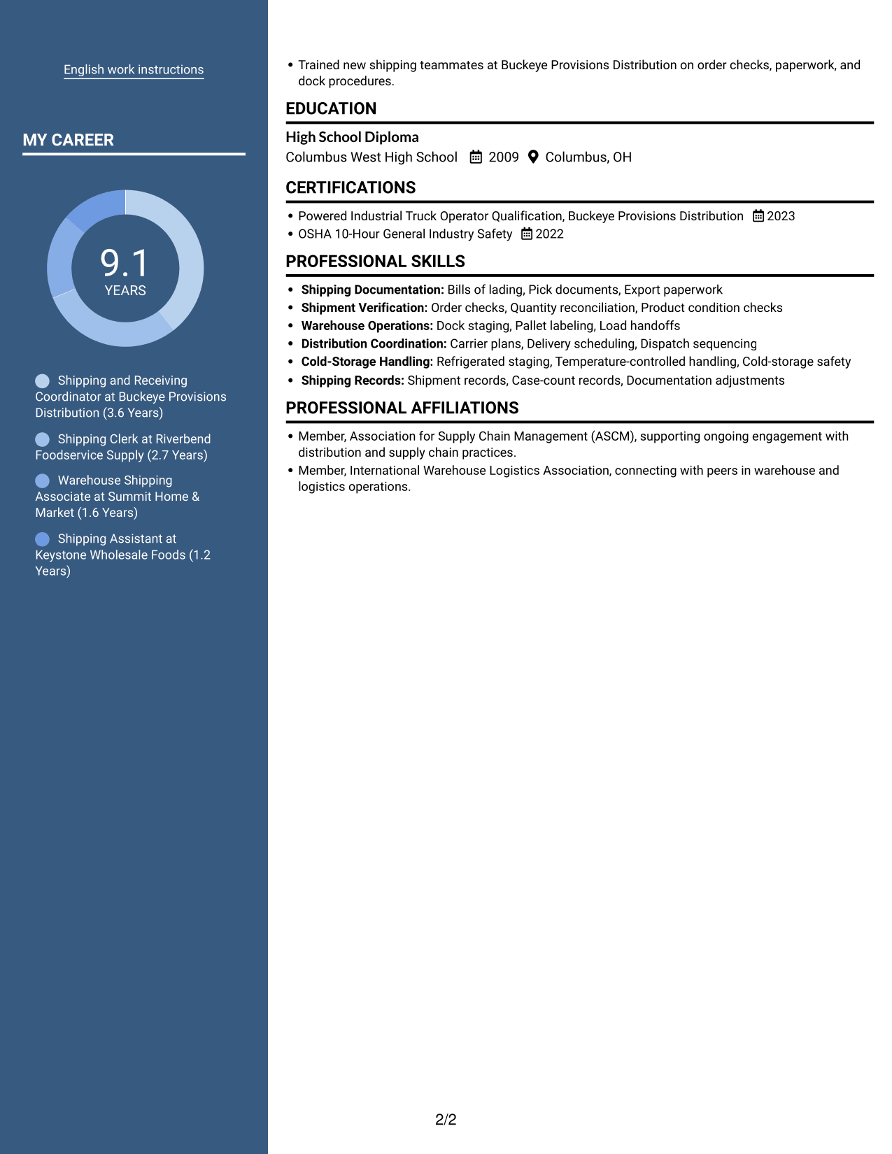 Resume example — page 2