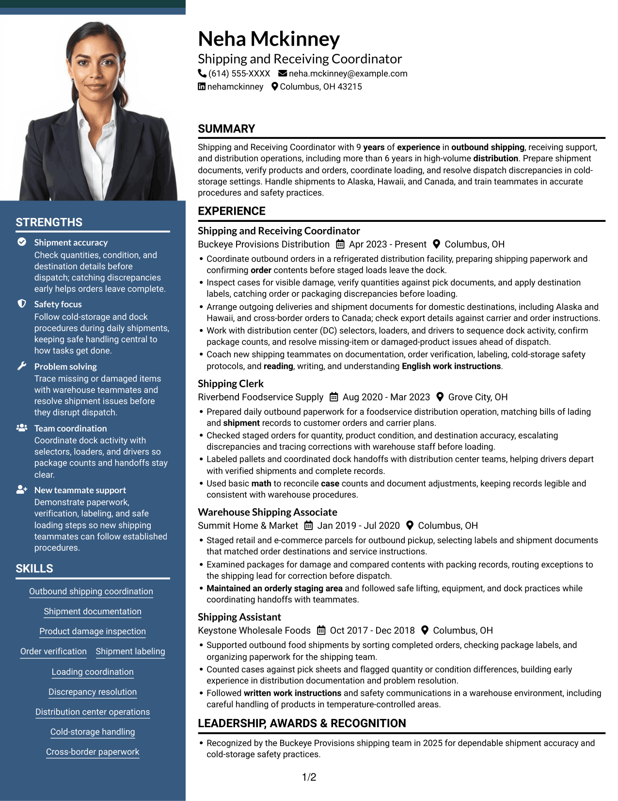 Resume example — page 1