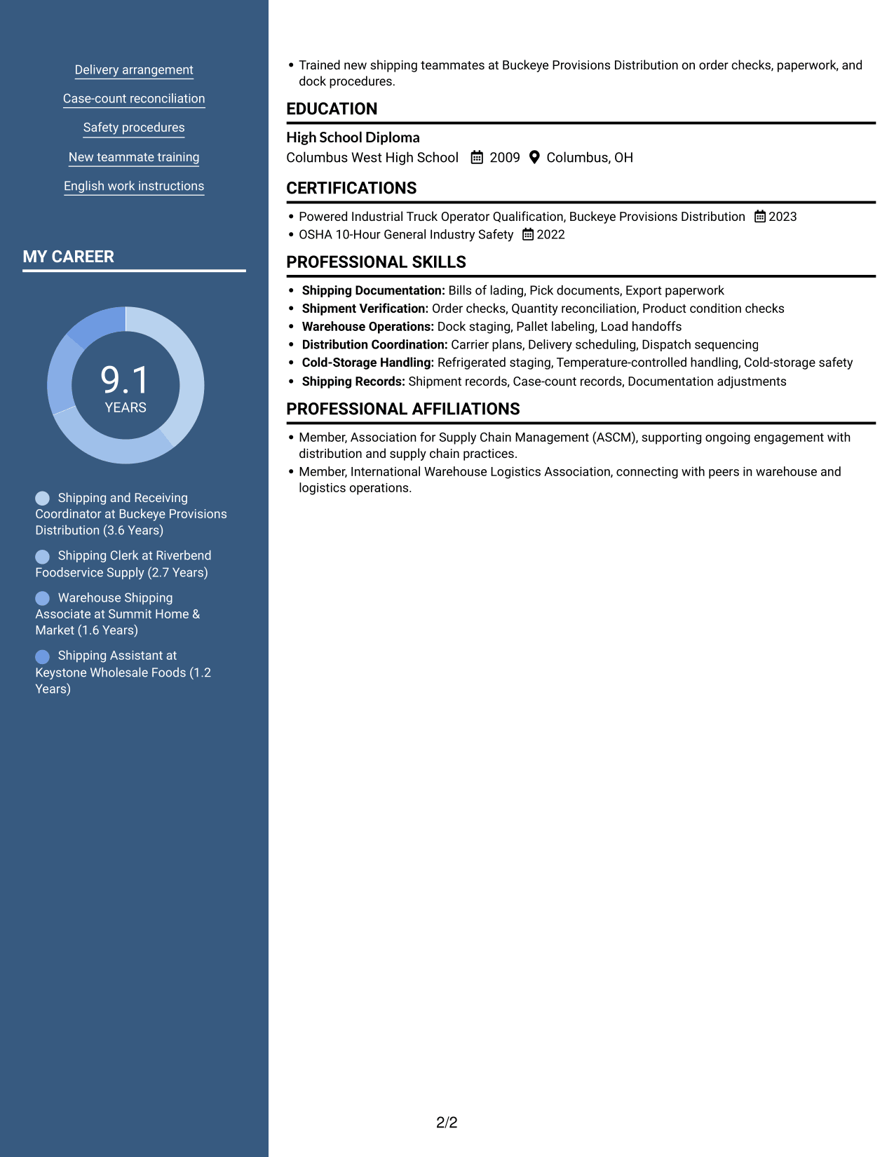 Resume example — page 2