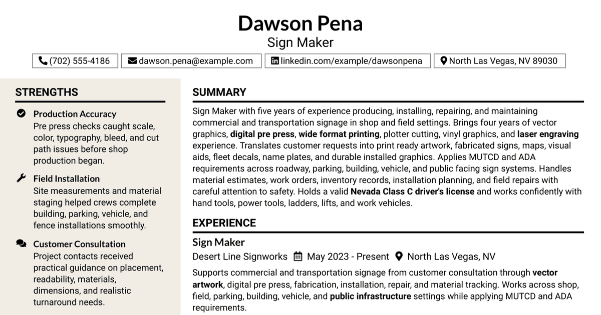 7 Sign Maker Resume Templates with Example