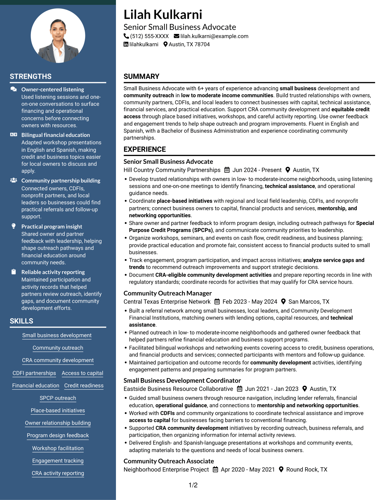Resume example — page 1