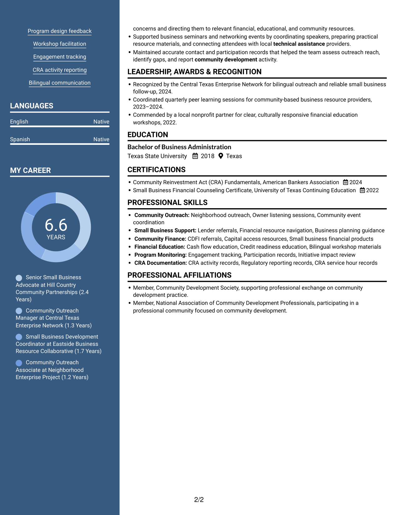 Resume example — page 2
