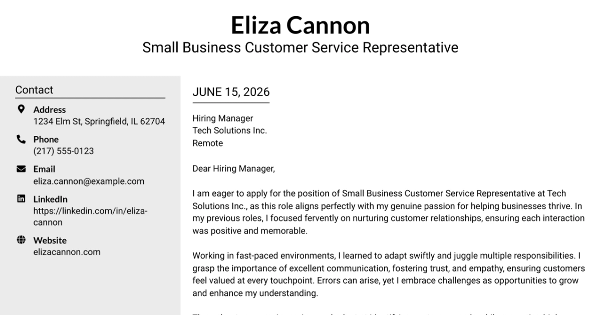30+ Small Business Customer Service Representative Cover Letter Templates with Example 2026