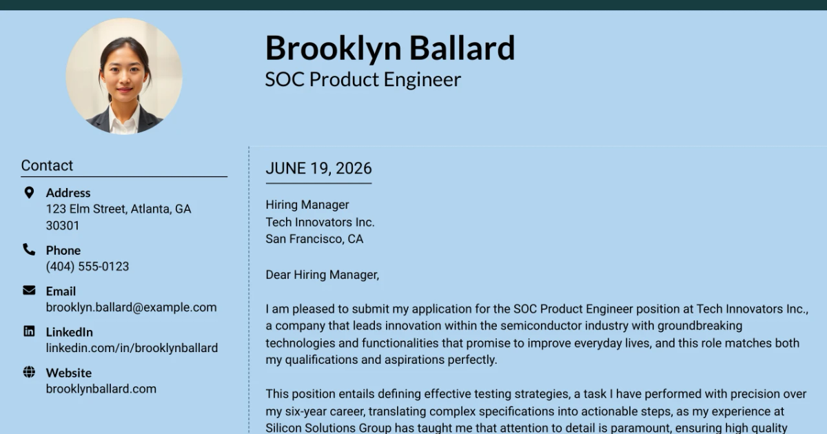 30+ SOC Product Engineer Cover Letter Templates with Example 2026