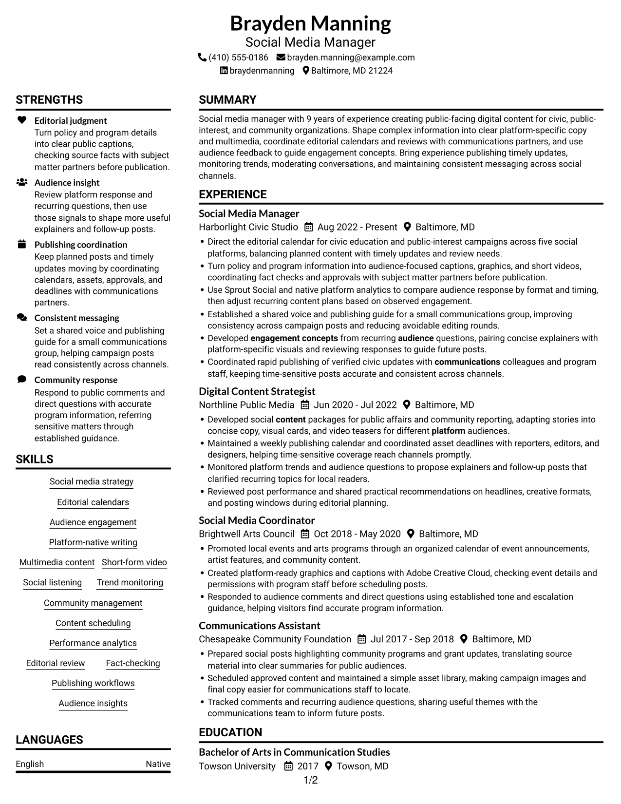 Resume example — page 1