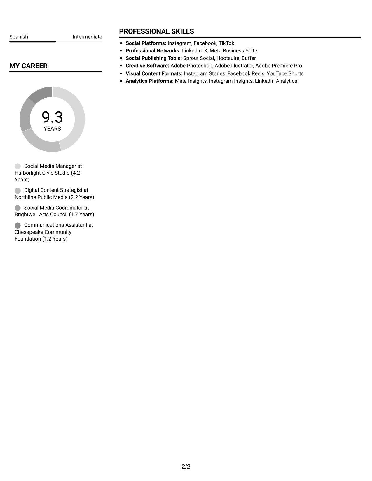 Resume example — page 2