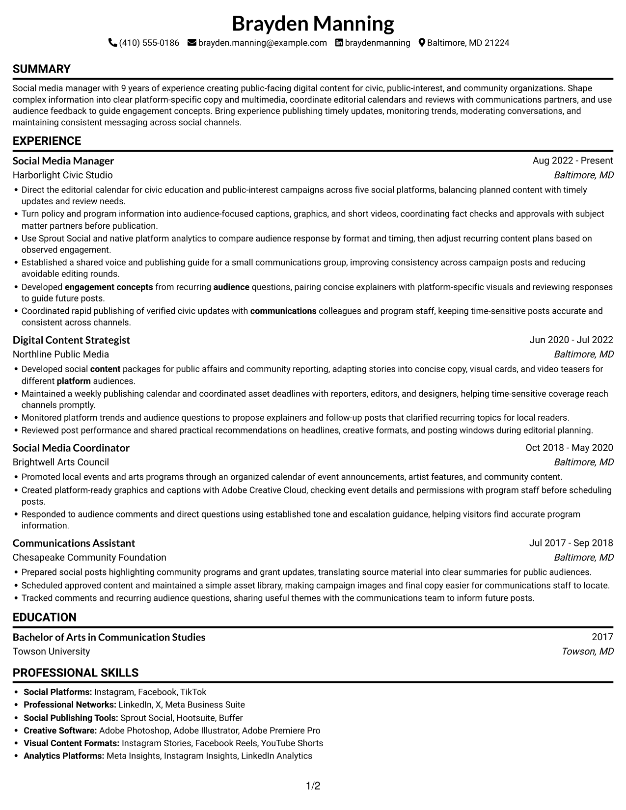 Resume example — page 1