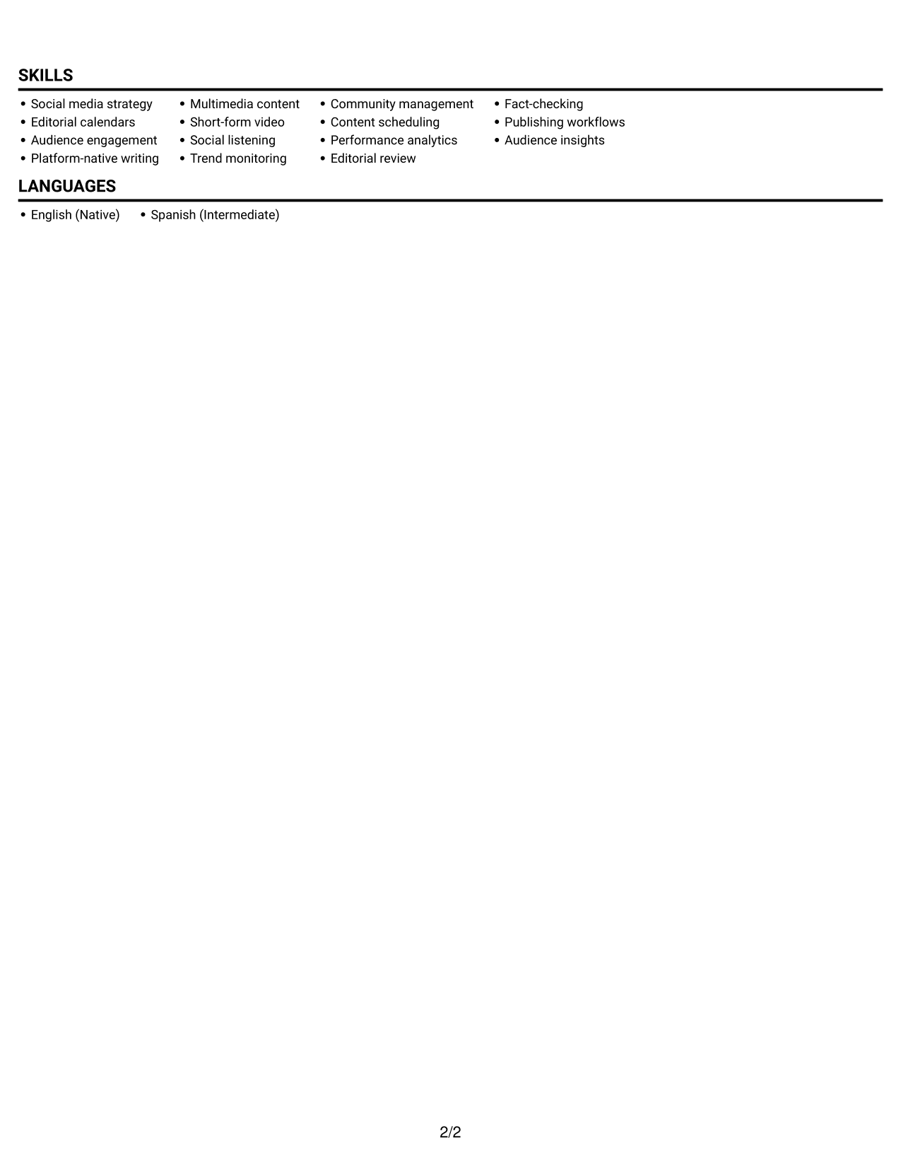 Resume example — page 2