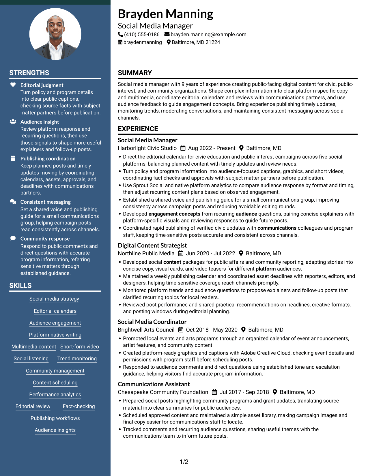 Resume example — page 1
