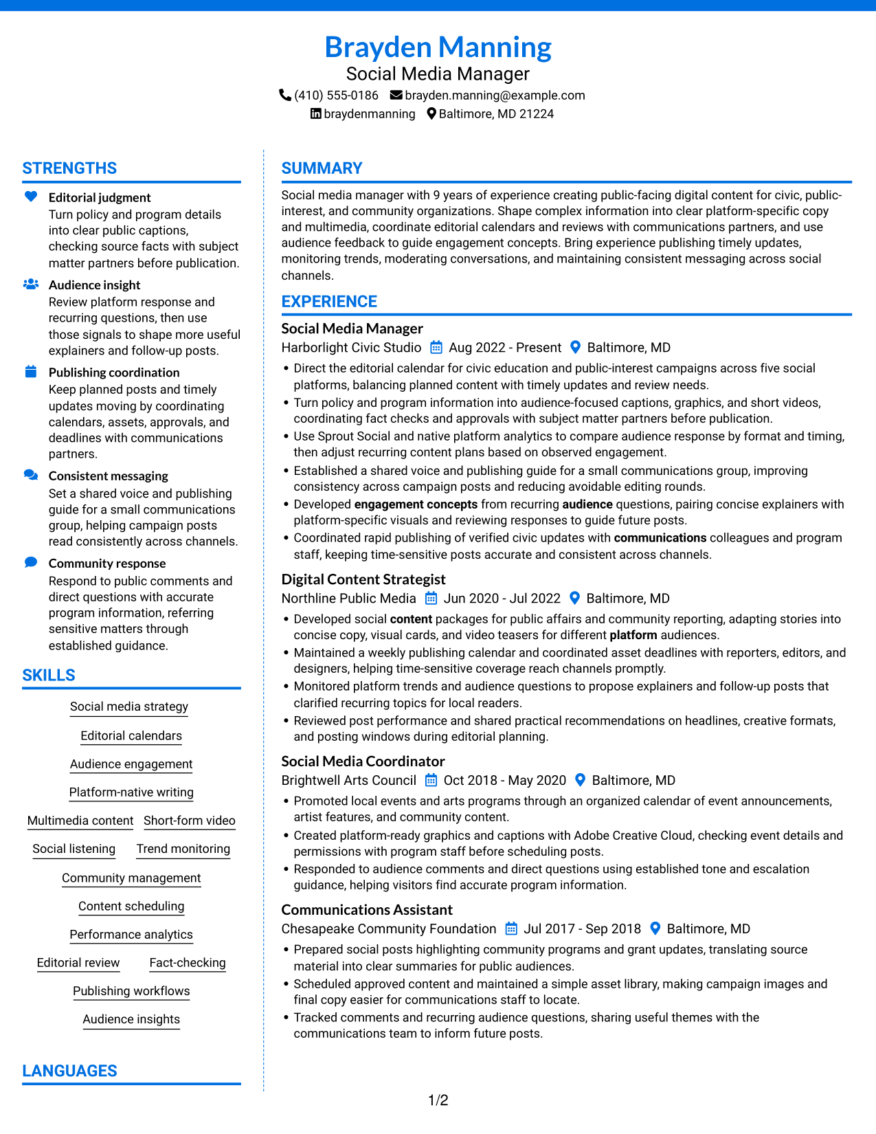 Resume example — page 1