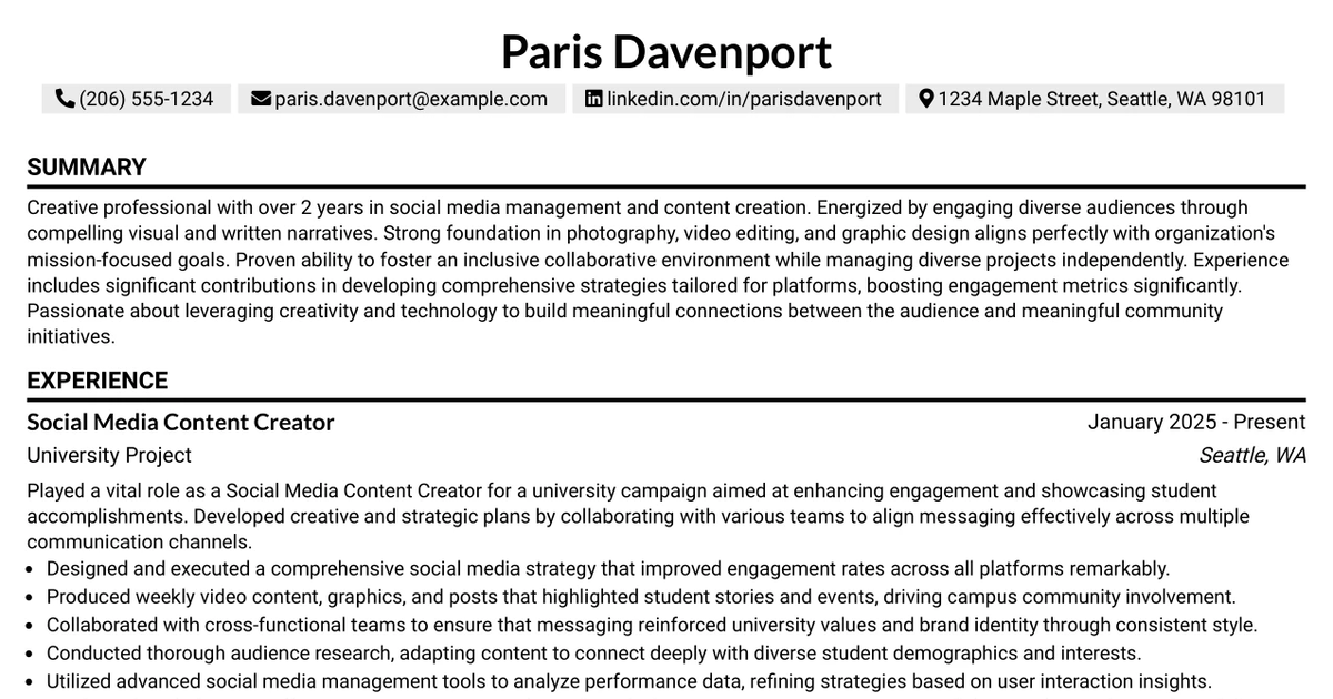 33 Social Media Manager Resume Templates with Example 2026 (ATS-Optimized)