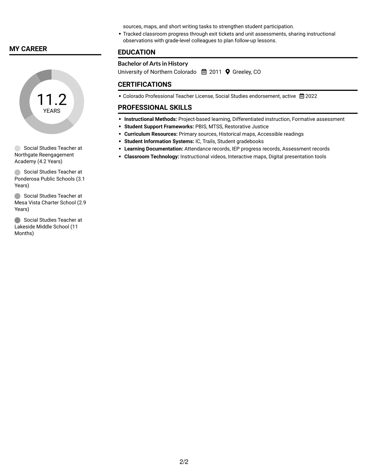 Resume example — page 2
