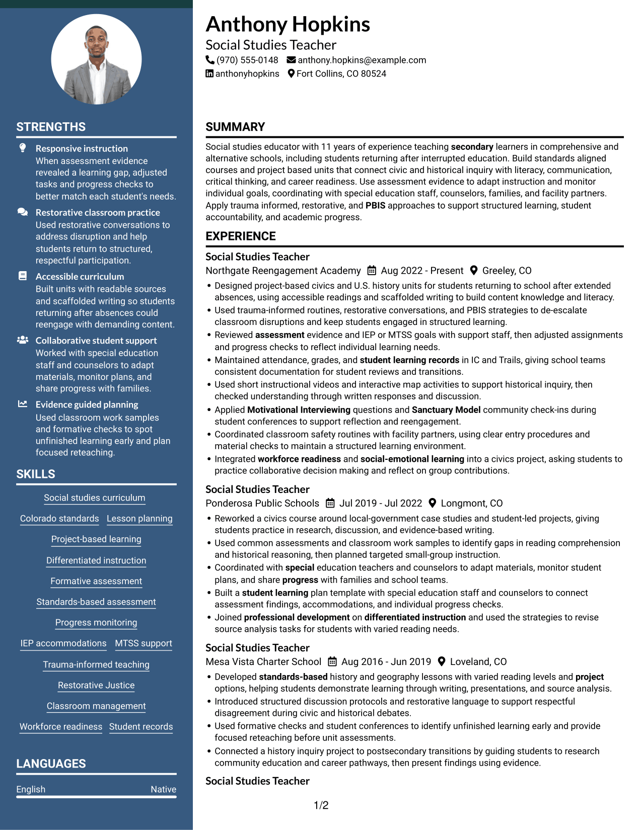 Resume example — page 1