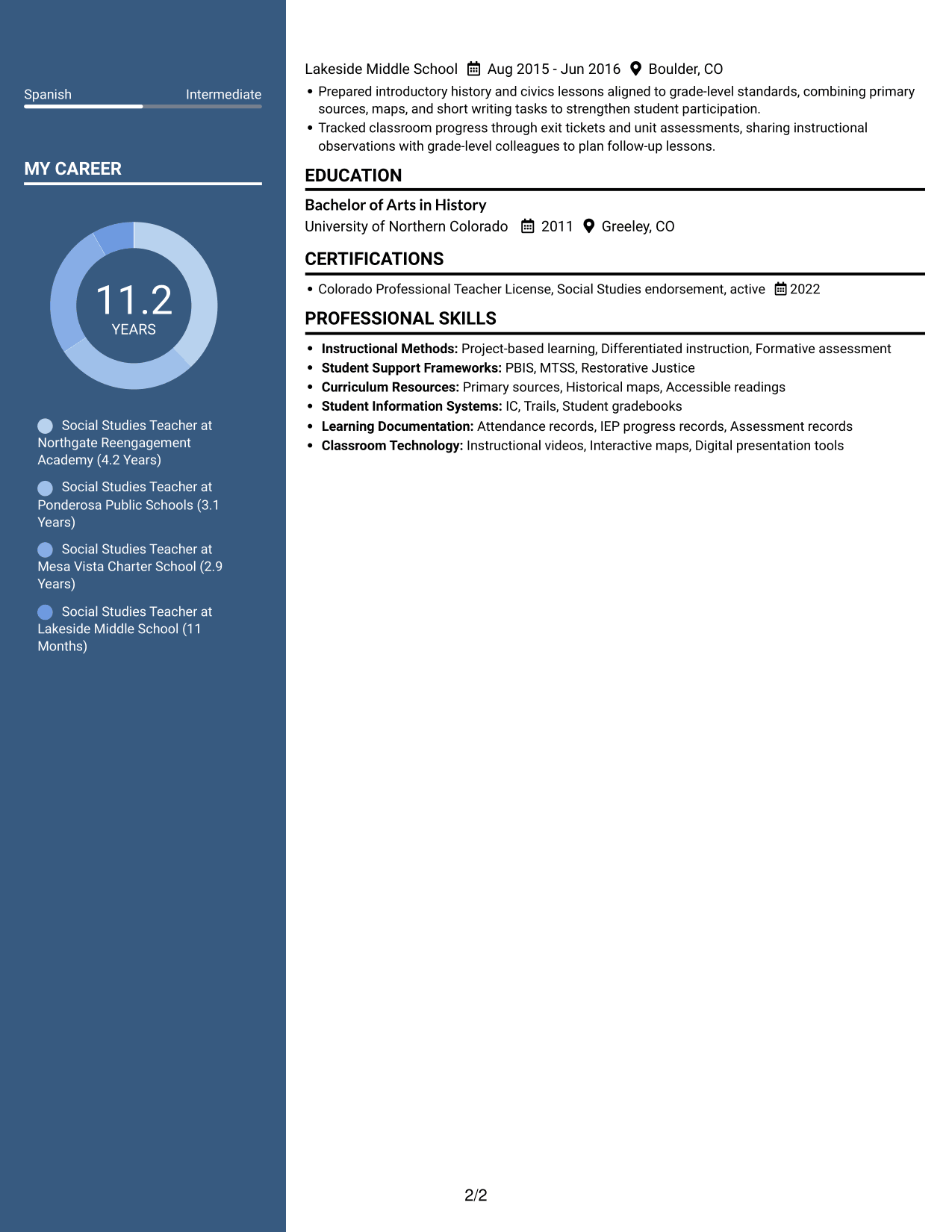 Resume example — page 2