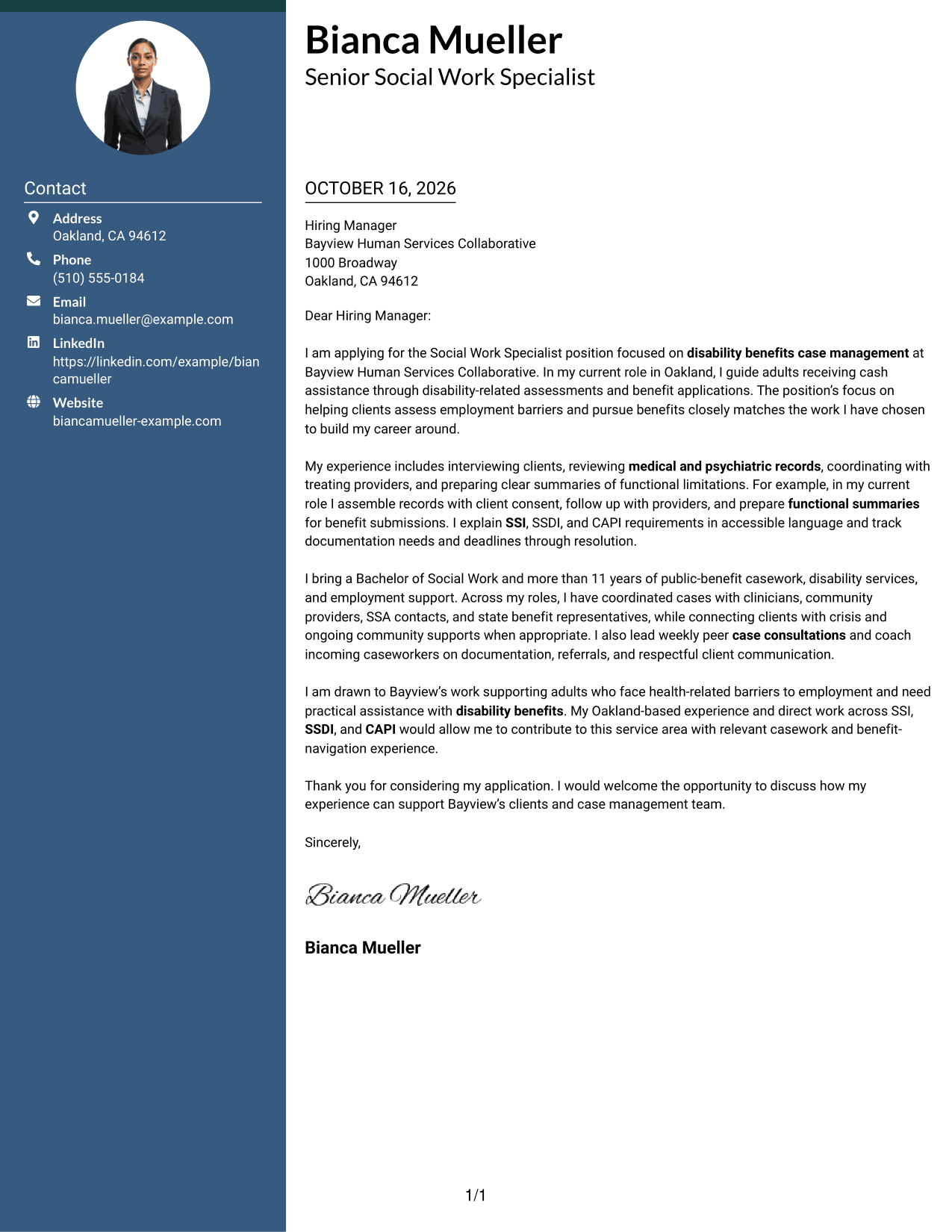 Cover letter example — page 1
